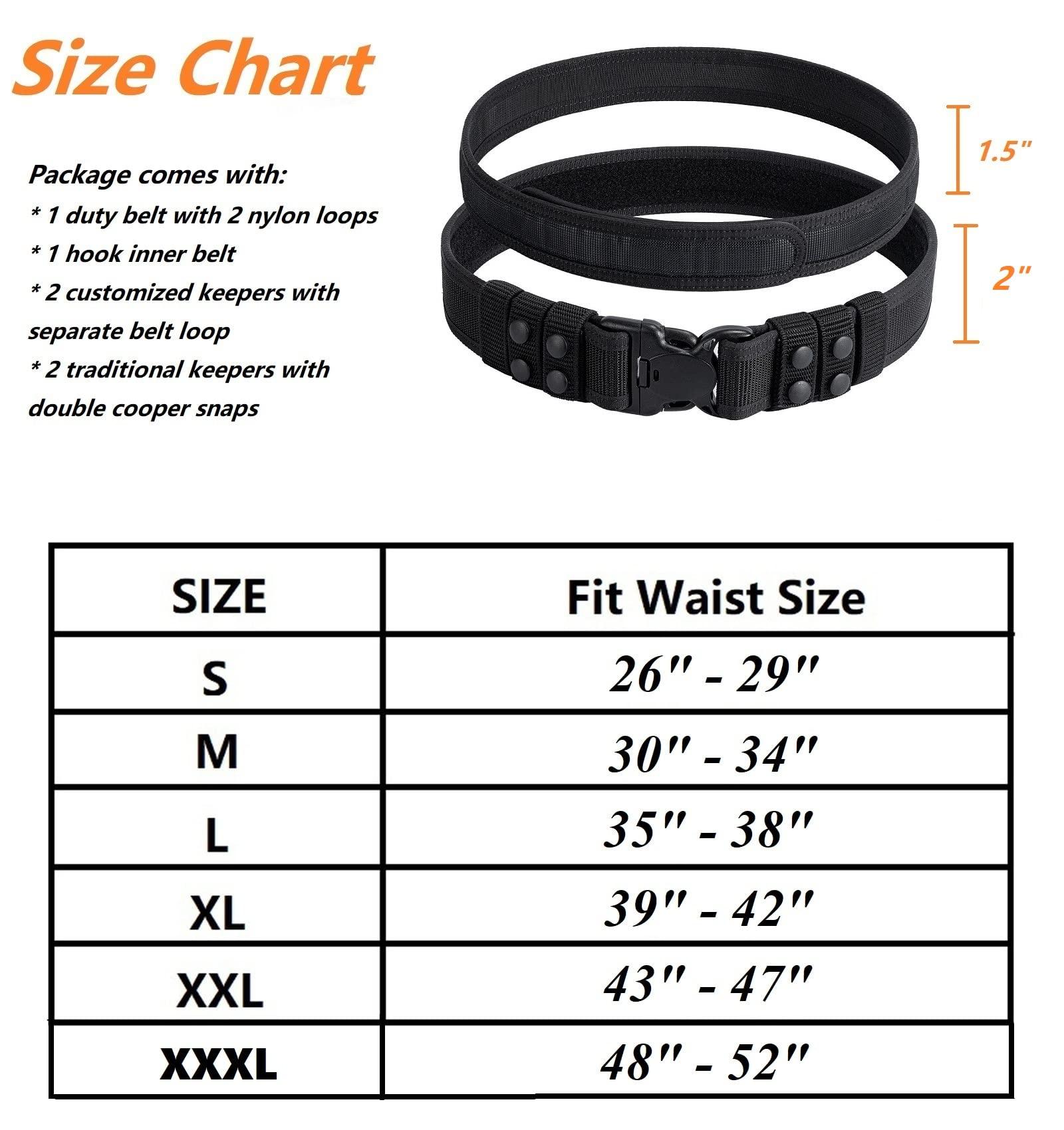 Vianyer Vianyer Duty Belt for Law Enforcement Police 2\" Tactical EDC Patrol Work Belt Officier Utility Web Belt for Security Correction L(35\"-38\")