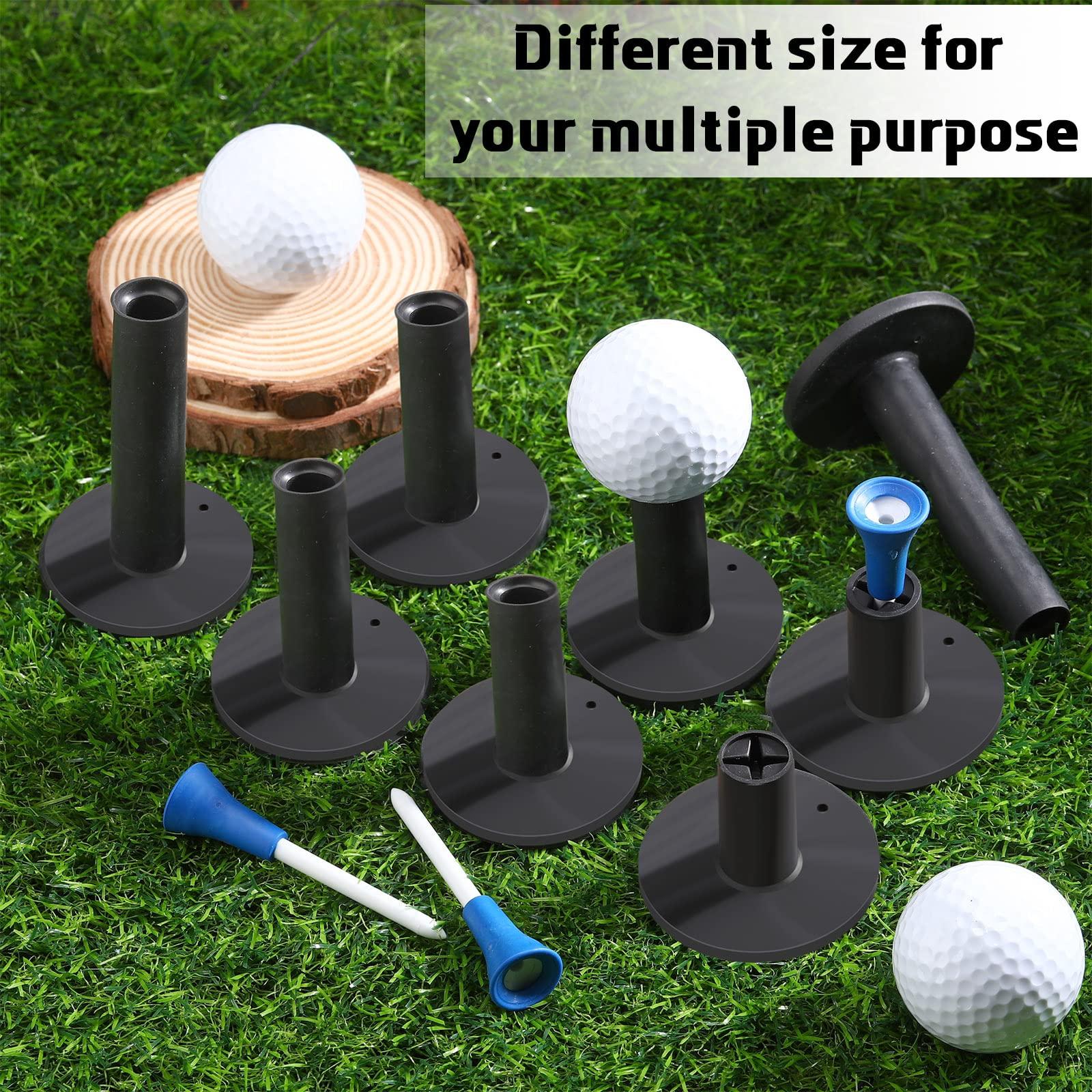 Skylety 12 Pieces Golf Range Tees Set Rubber Golf Tees for Range Mats Golf Rubber Tees Driving Range with 6 Pieces Golf Tees for Practice Mat Mixed Size(Black and White Blue)