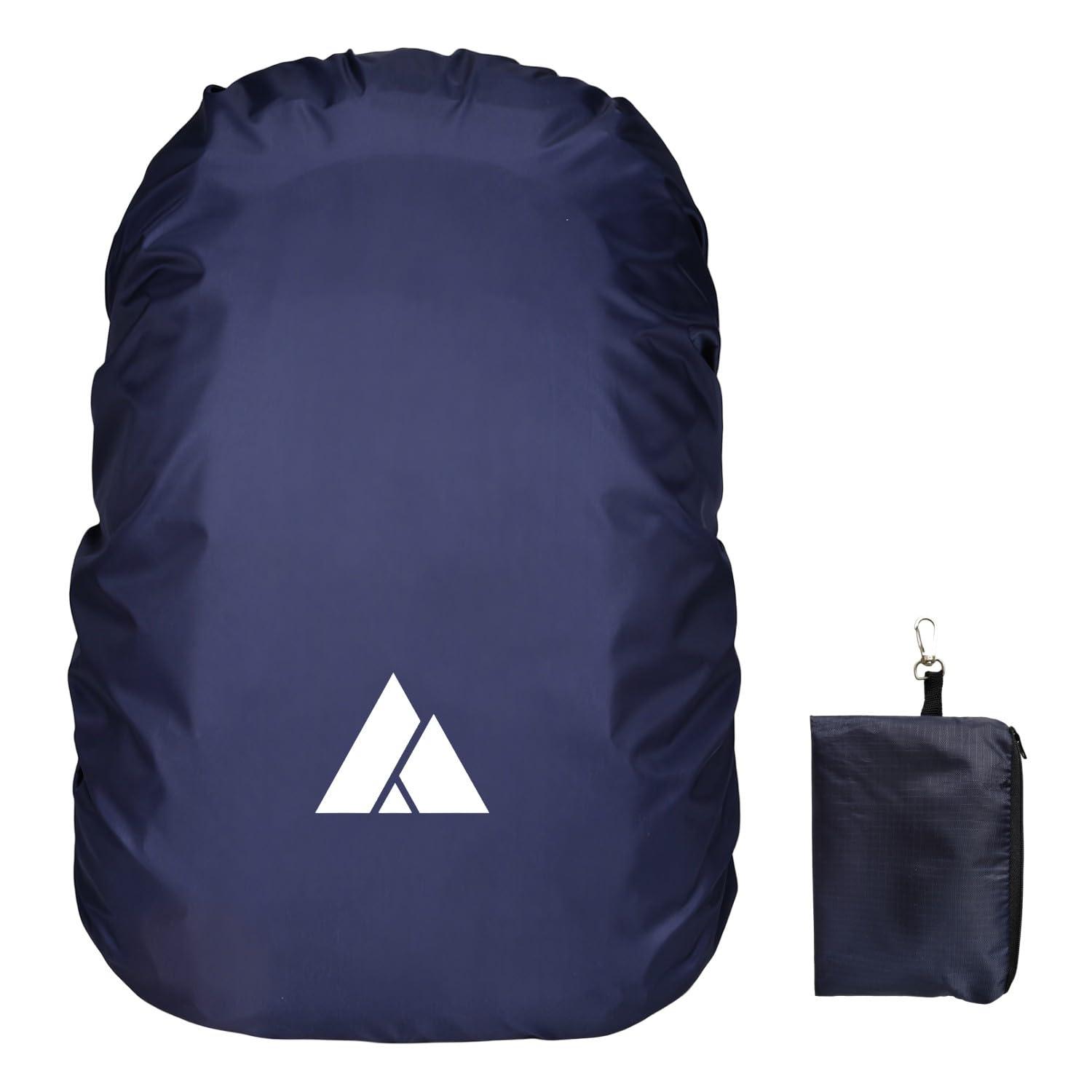 sheelokhwui sheelokhwui Waterproof Backpack Rain Cover, Heavy-Duty Nylon Pack Cover with Upgraded Double Adjustable Closure System and a Carry Pouch for Hiking, Cycling, Camping, Outdoor (Navy Blue, S, 15-25L)