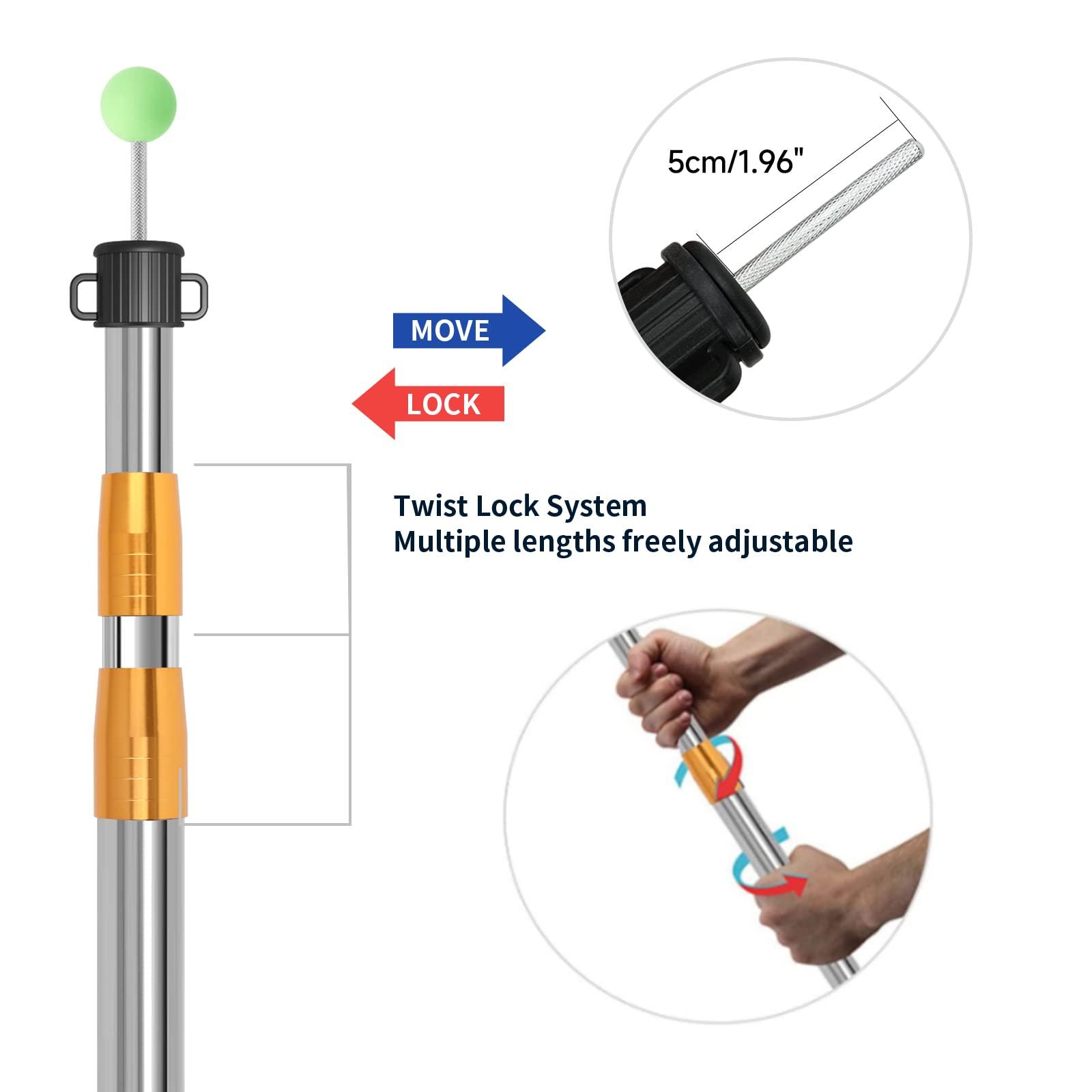 SANLIKE SANLIKE Telescoping Tarp Pole Adjustable Tent Poles, 33\"-86.6\" Thickened Tube Collapsible Stainless Steel Canopy Poles for Camping Backpacking Hiking Awning Sun Sails Outdoor Sports, Set of 2