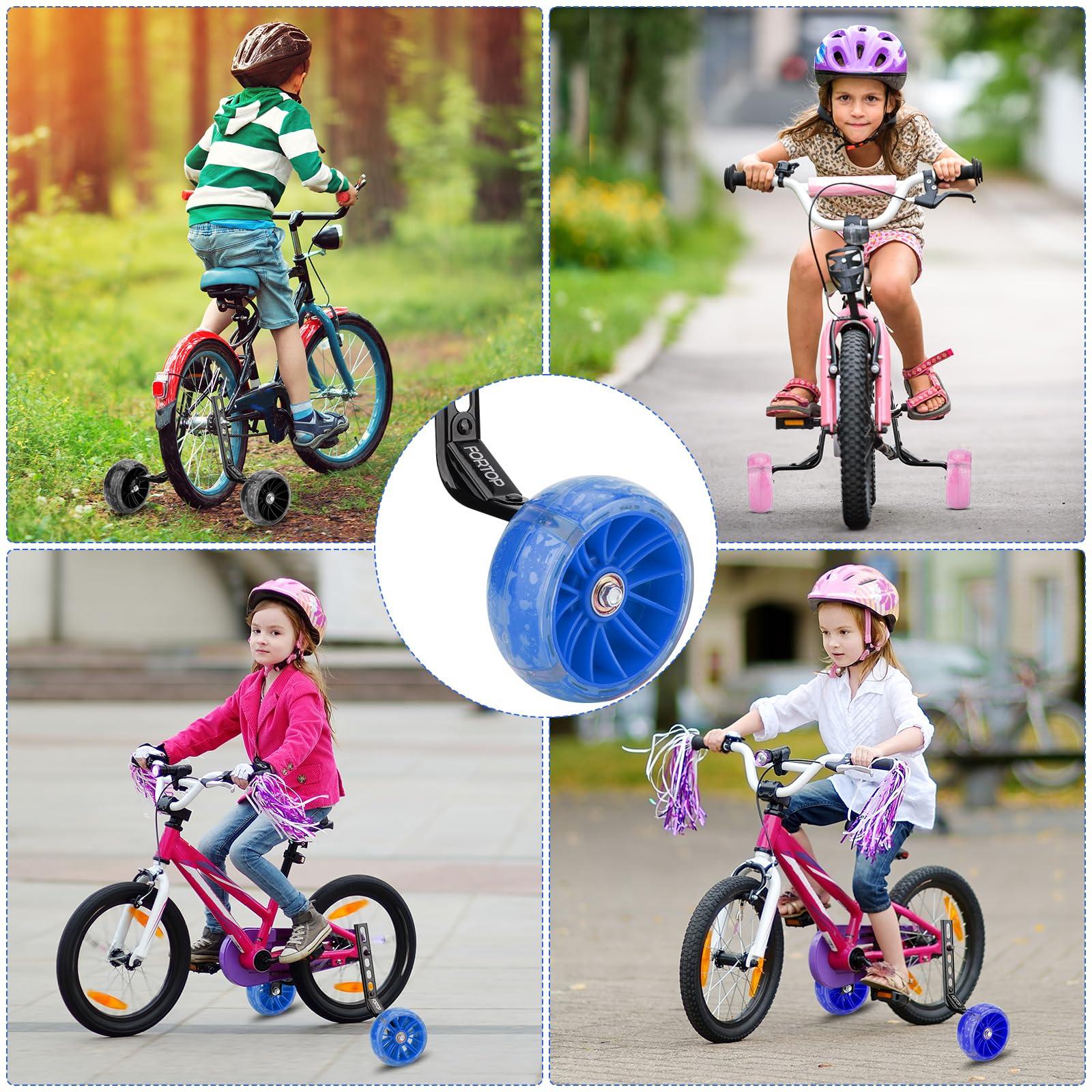 FORTOP FORTOP Bike Training Wheels, Pair of Heavy Duty Rear with Stabilizers Mounted Kit for Kids Boy Girls Bikes of Single Speed Bicycle with 12 14 16 18 20 Inch (Heavy Duty Black, 12IN-20IN)