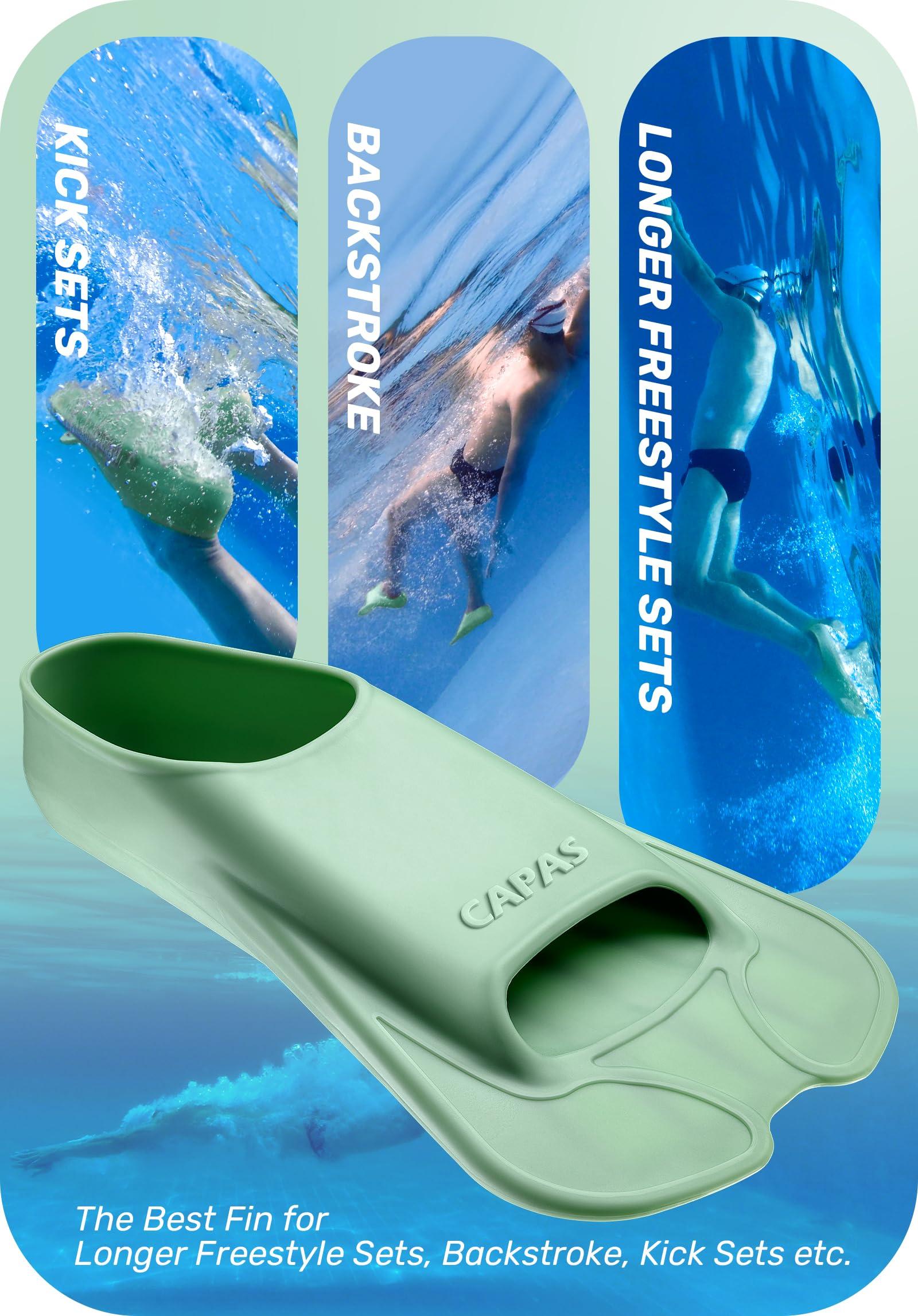 CAPAS CAPAS Swim Training Fins Comfortable Silicone Lap Swimming Short Blade Floating Flippers with Mesh Bag for Adult Men Women Build Leg Strength