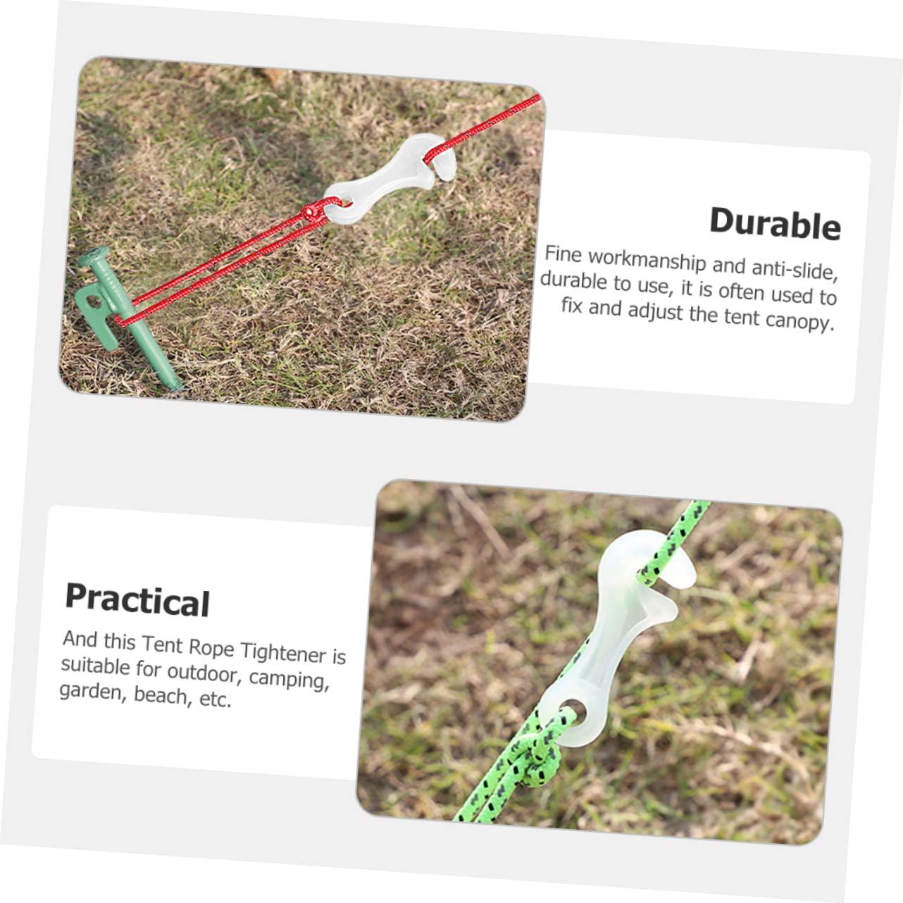 balacoo balacoo 10pcs Tent Rope Buckle Tent Adjustable Buckles Outdoor Teepee Camping Rope Tightener Wear- Resistant Rope Buckles Tent Spring Buckle Guy Lines Regulator White Plastic Fluorescence, 6.3x2.5cm