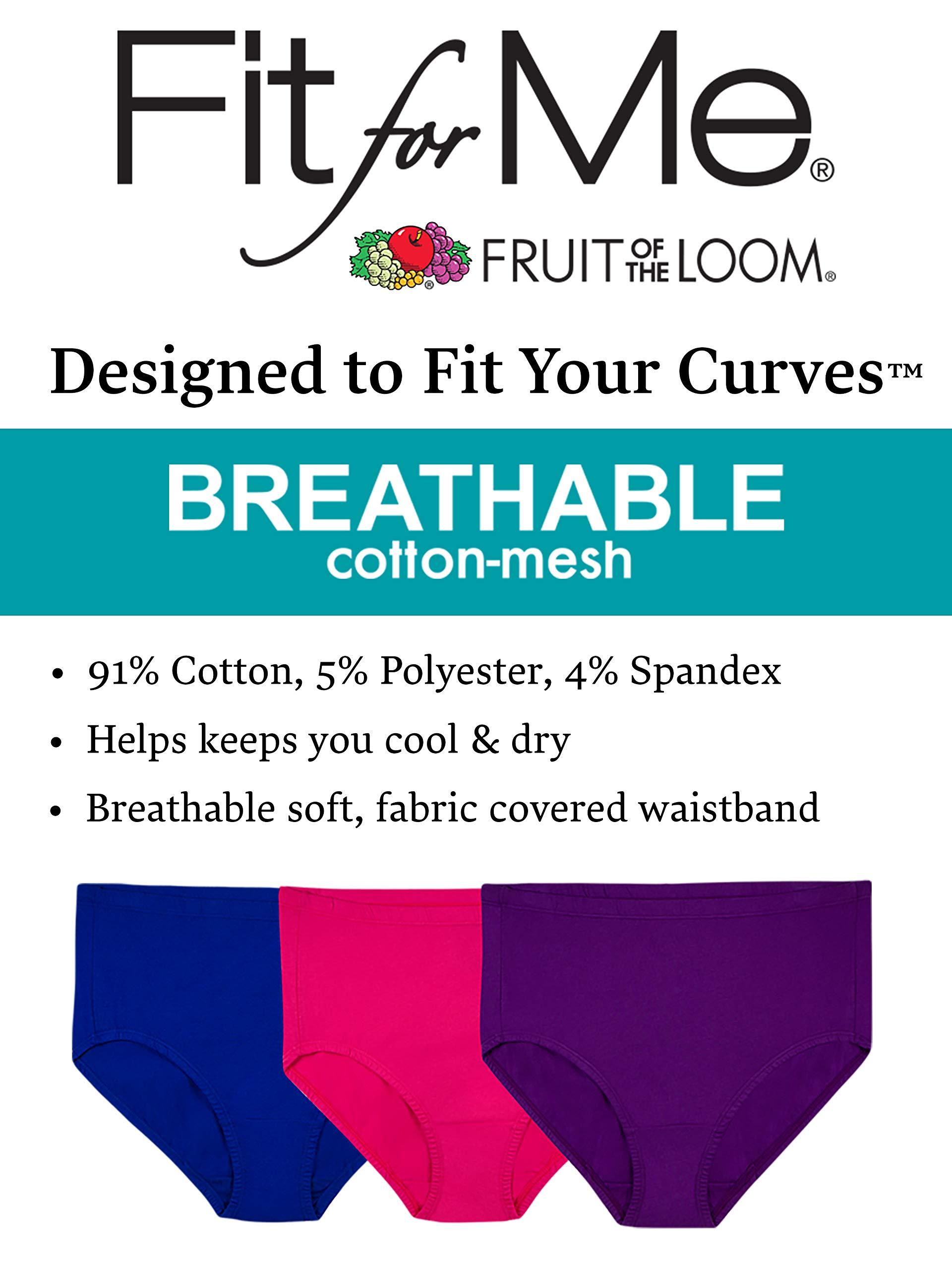 Fruit of the Loom Fruit of the Loom womens Breathable Panties (Regular & Plus Size) Underwear, Brief - Breathable Cotton Mesh Assorted, 11 US