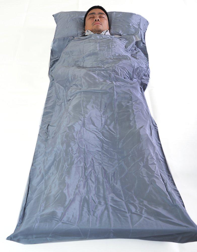Marycrafts Marycrafts 100% Pure Mulberry Silk Single Sleeping Bag Liner Travel Sheet 83"x33" Silver