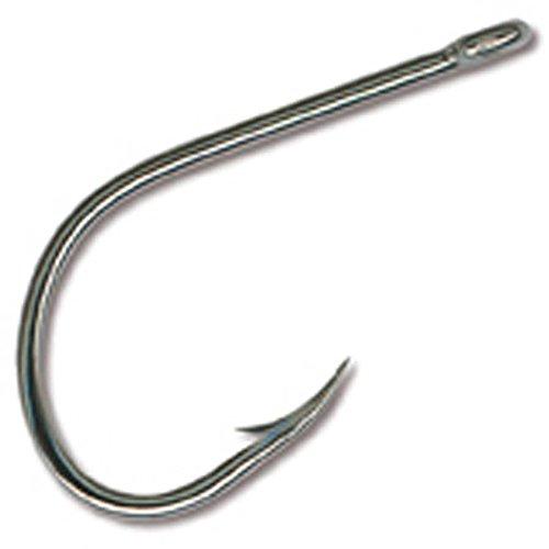 Mustad Mustad Ultra Point 2X Fine Wire Kirbed Point Big Gun Open Eye Siwash Hook (Pack of 8), Black Nickel, Size 4