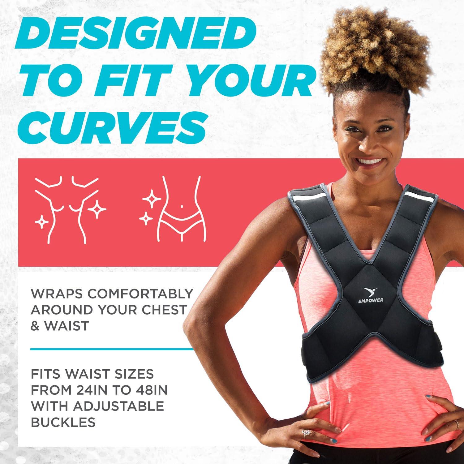 Empower Empower Weighted Vest for Women - Workout Vest - Fixed 8lbs or Adjustable 10-12-14- 16lbs - Adds Resistance to Fitness Routine - Increases Intensity To Burn More Calories