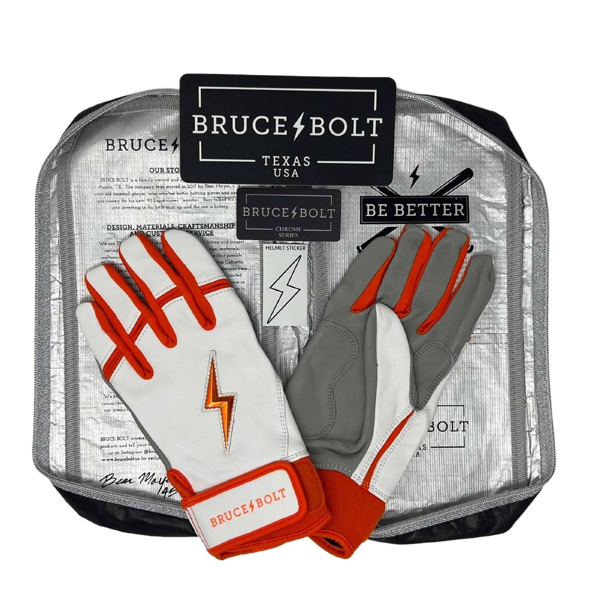 BRUCE BOLT BRUCE BOLT Chrome Series Short Cuff Orange Batting Glove - Orange Small