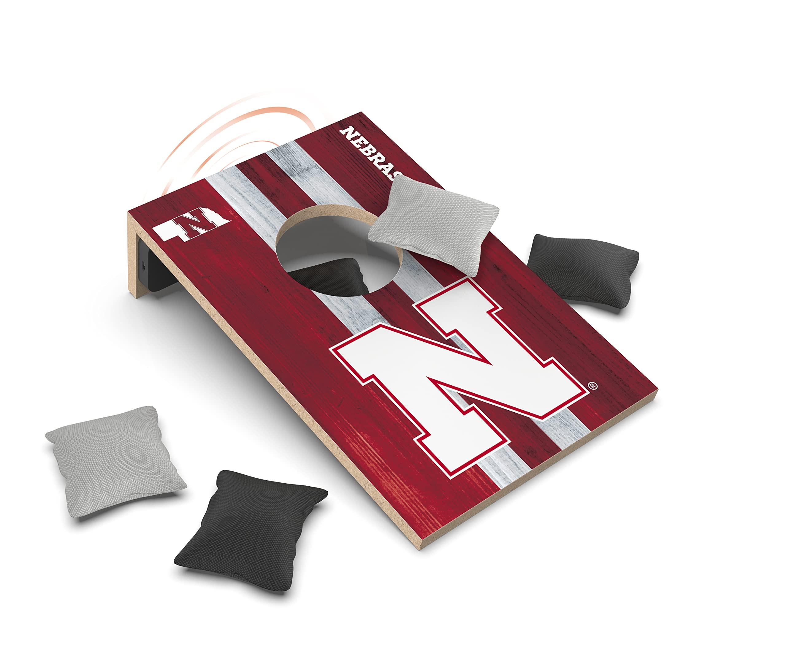 SOAR SOAR NCAA Tabletop Cornhole Game and Bluetooth Speaker, Nebraska Cornhuskers
