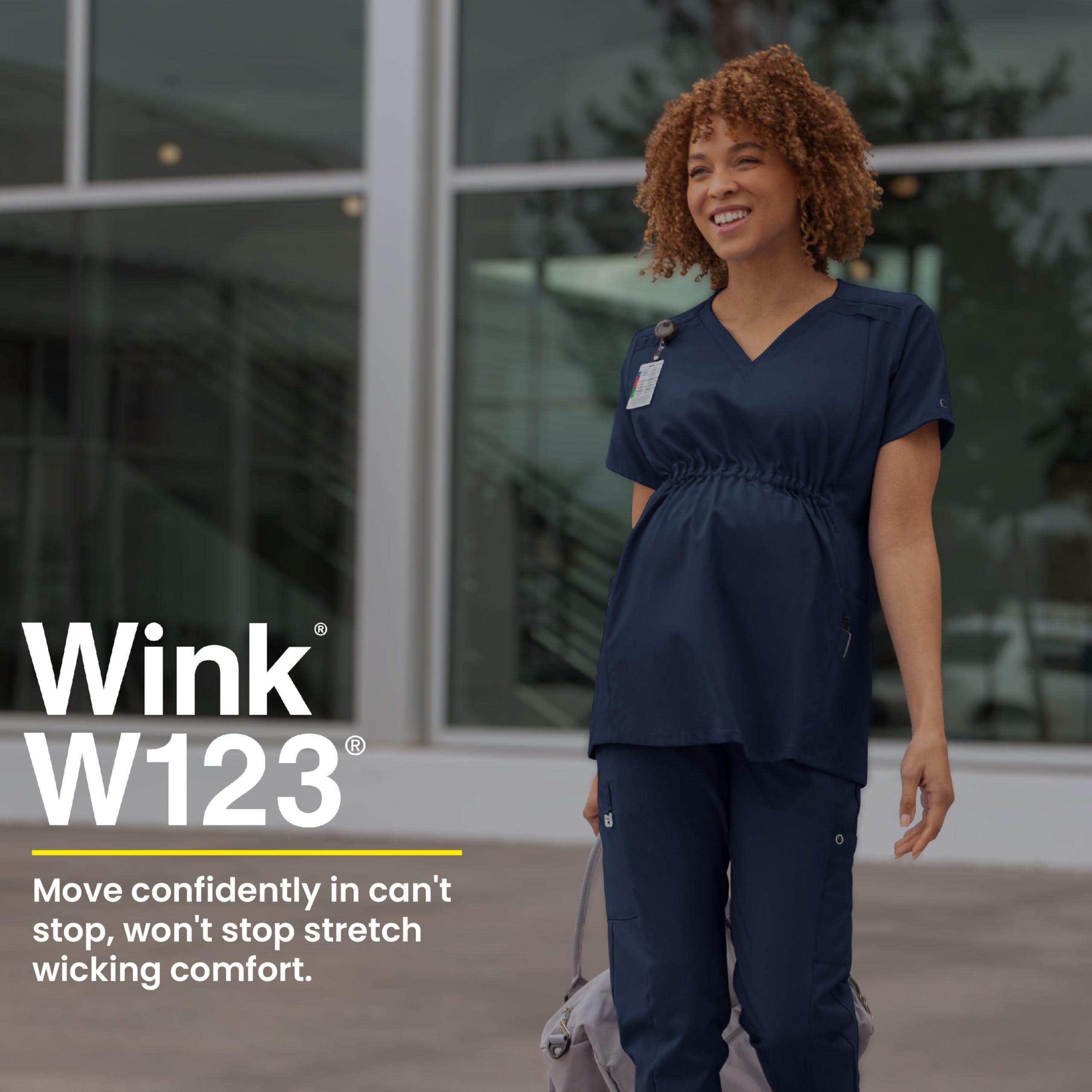 WonderWink Wink Scrubs for Women, W123, Maternity V-Neck Tops with 5 Pockets, Wine, L