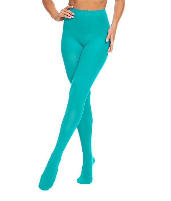 DUCMODA DUCMODA Womens 80 Denier Opaque Tights, Women's Soft Solid Color Footed Pantyhose, High Waist Stocking with 30+ Colors-X-S-Turquoise