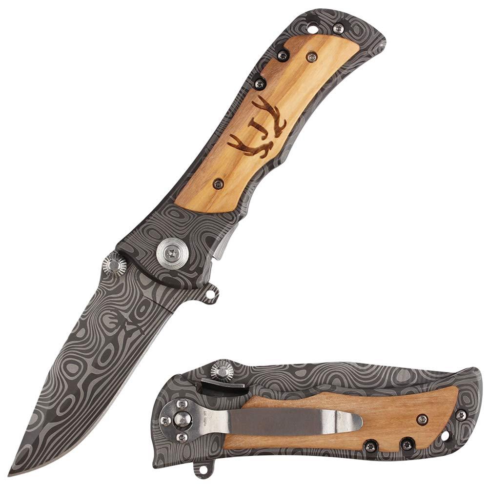 Fanfoobi Fanfoobi Laser Engraved Pocket Knife with Monogrammed J for Him