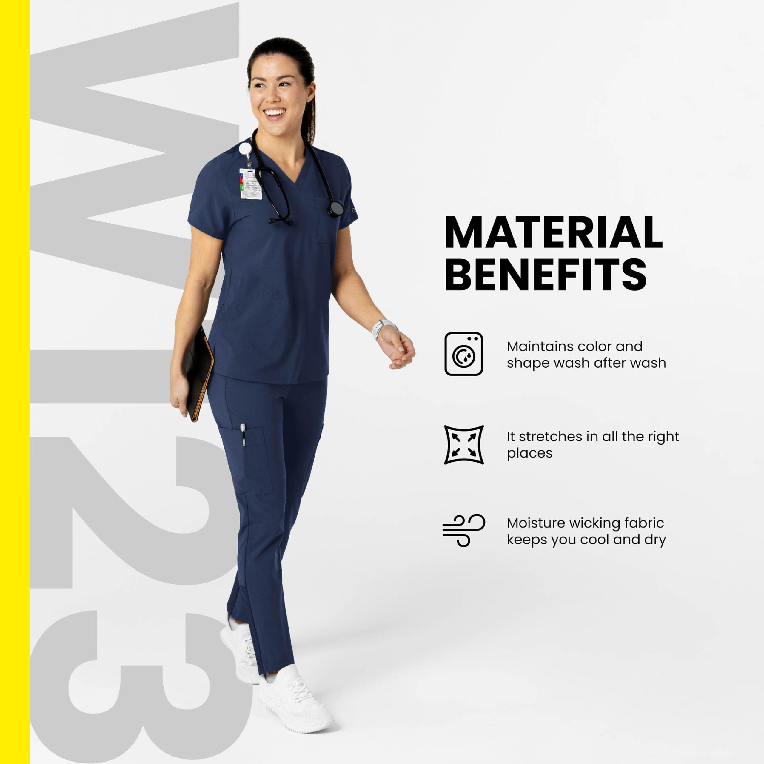 WonderWink Wink Scrubs for Women, W123, Maternity V-Neck Tops with 5 Pockets, Wine, L