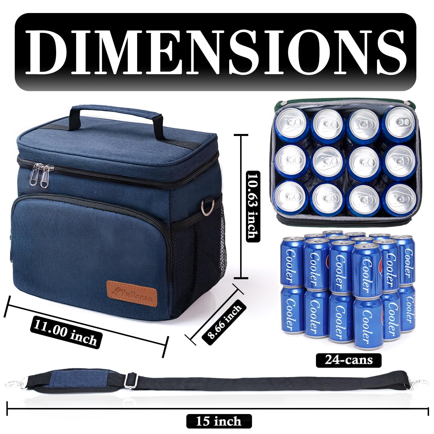TuErCao TuErcao Cooler Bag - Leak Proof Portable Collapsible Soft Cooler Ice Chest for Beach Hiking Picnic Camping Travel Cooler for Car Road Trips, Lunch Box Cooler for Men Work Hieleras para Trabajo, Blue