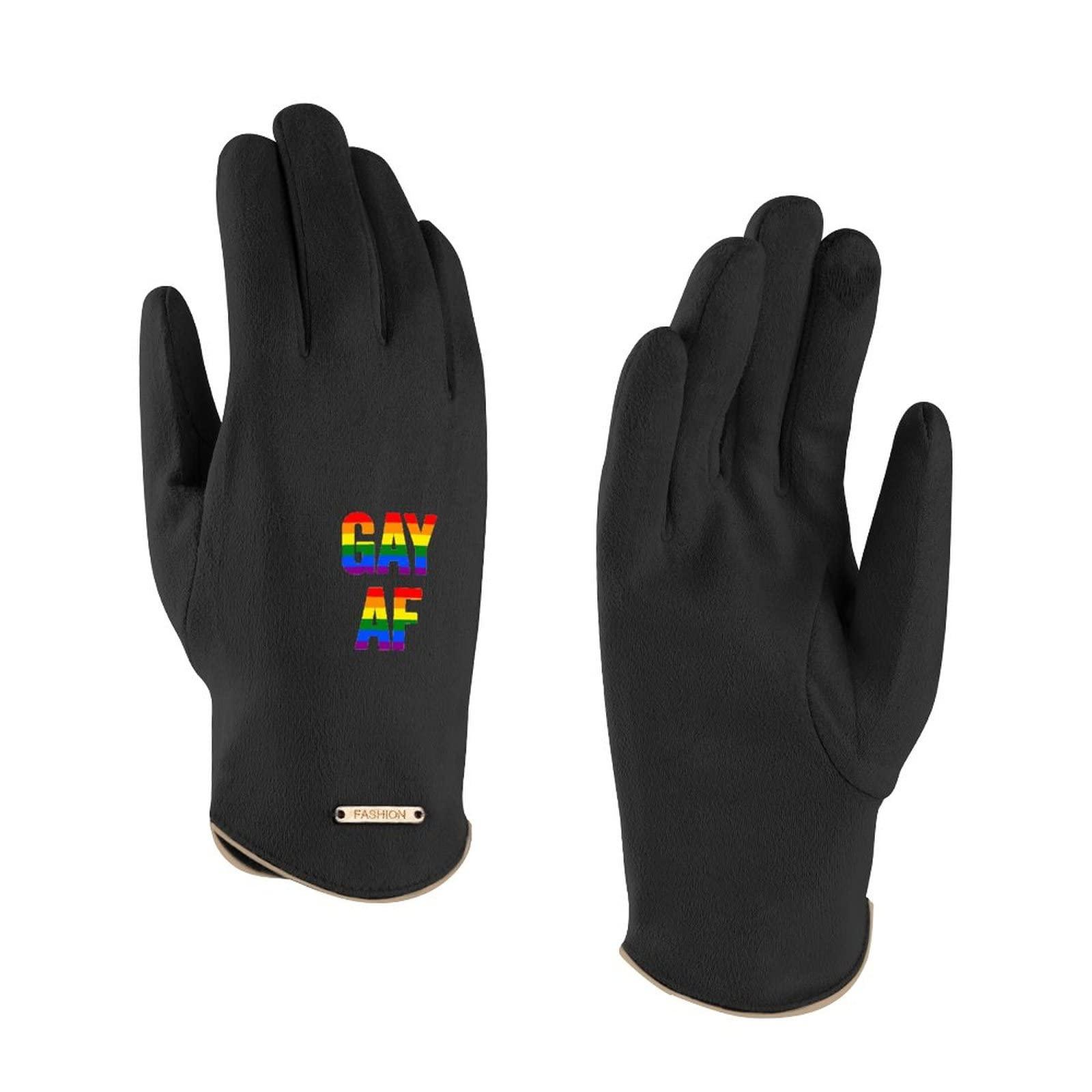 BAIKUTOUAN BAIKUTOUAN LGBT Gay Pride AF Women's Winter Warm Gloves Fleece Lining for Driving and Cycling