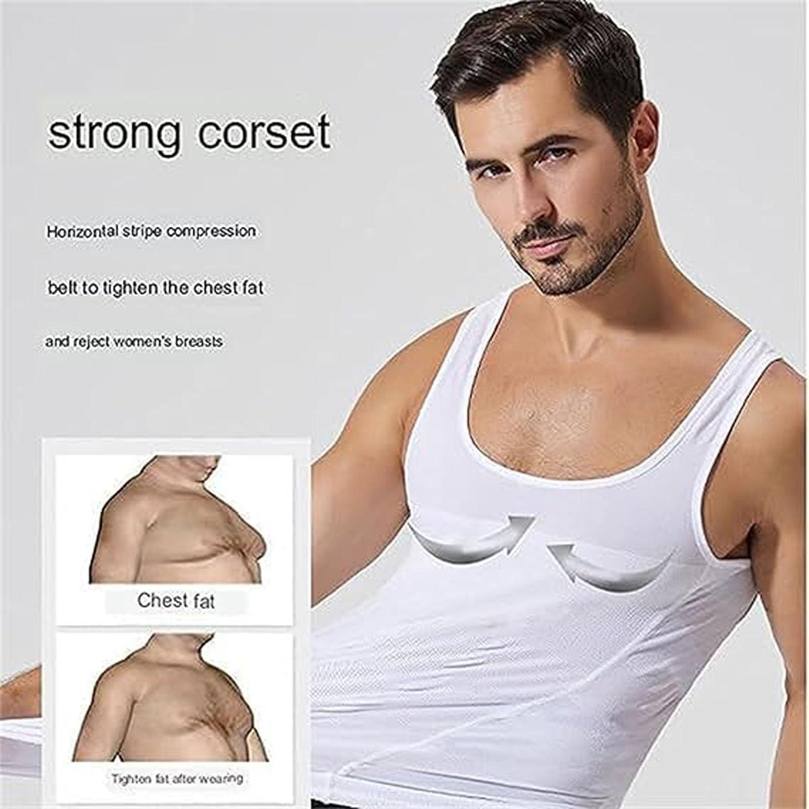 NineFit Basics Tone Tec Compression Shirt, Men's Compression Vest, Tone Tec Compression, Mens Compression (US, Alpha, Large, Regular, Regular, White*2)