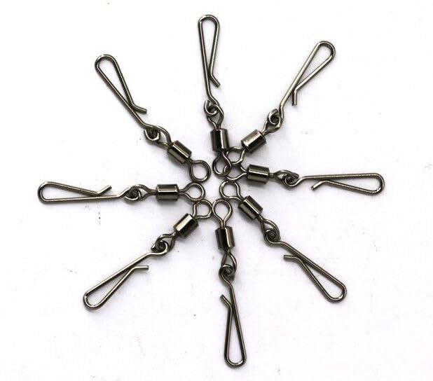 KTGCOZS KTGCOZS Pack of 50 Rolling Swivel with Hanging snap Fishing Tackle fishhooks Connector (2# 50pcs)