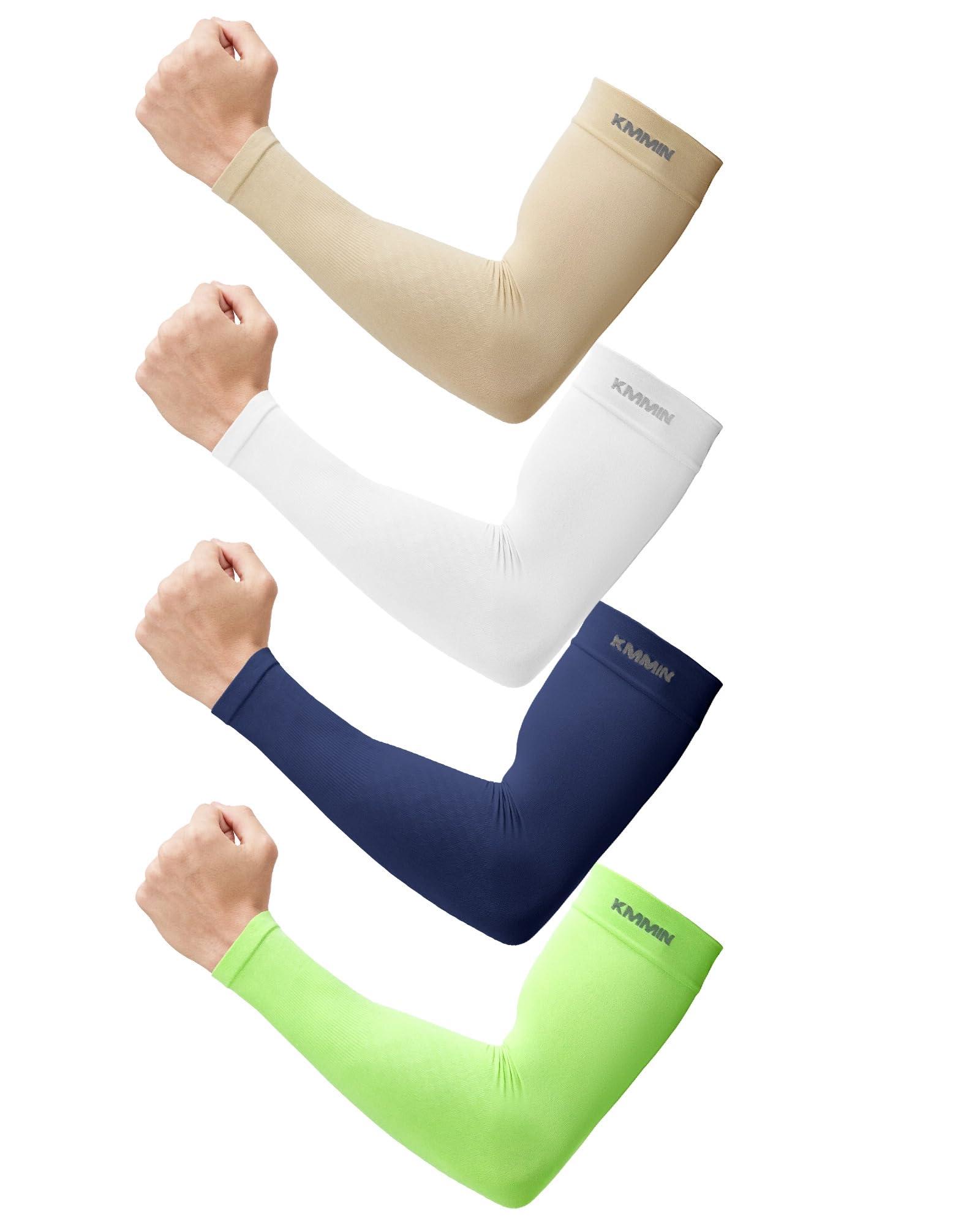 KMMIN KMMIN Arm Sleeves, UV Protection Sleeves for Driving Cycling Golf Basketball Cooling Arm Sleeves UPF 50 Sunblock Protective Gloves for Men Women Adults Covering Tattoos (Navy+White+Green+Beige)