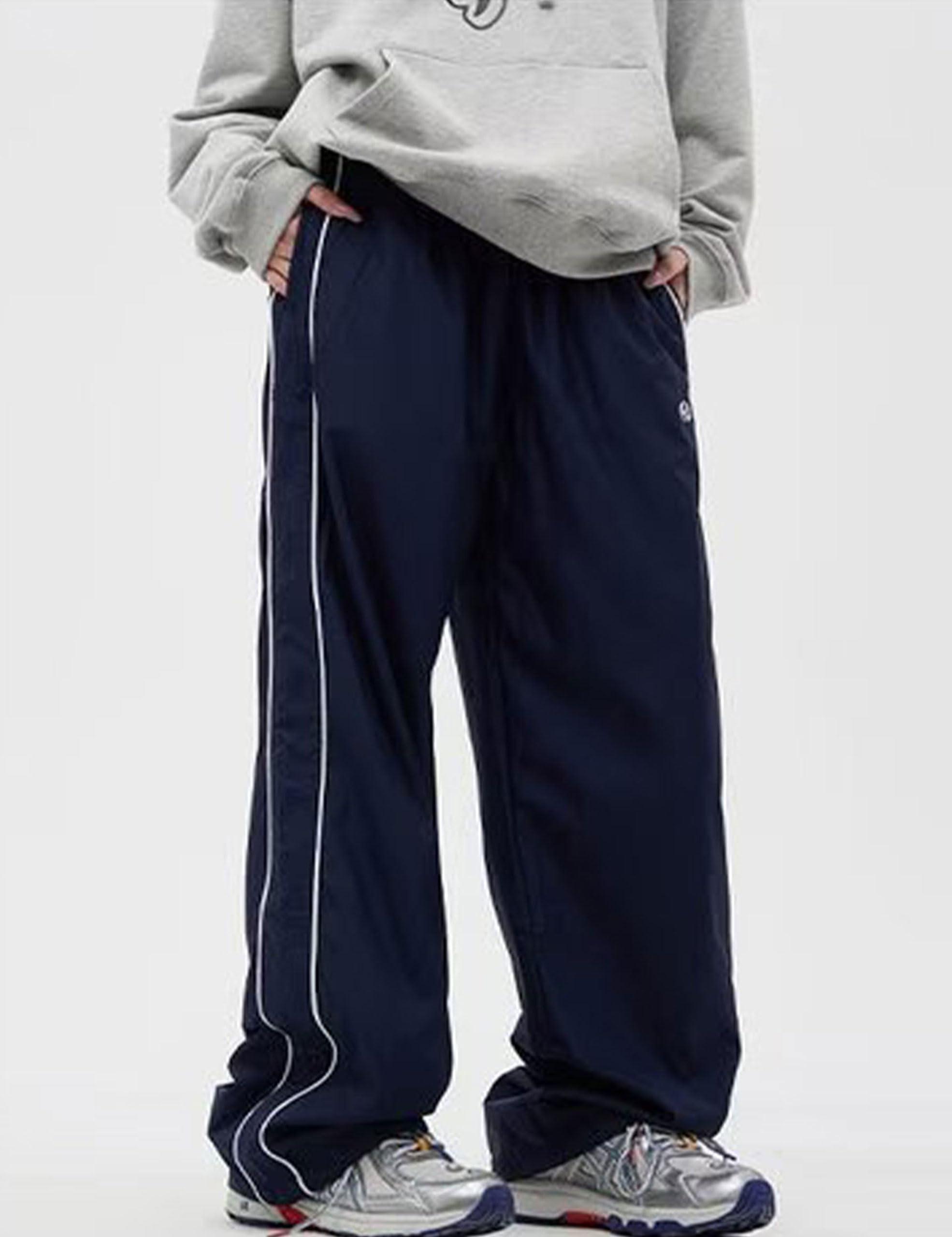 FCOOLYEET FCOOLYEET Mens Y2k Sweatpants Baggy Track Pants Streetwear Pants Harajuku Joggers Wide Leg Parachute Pants for Men Blue
