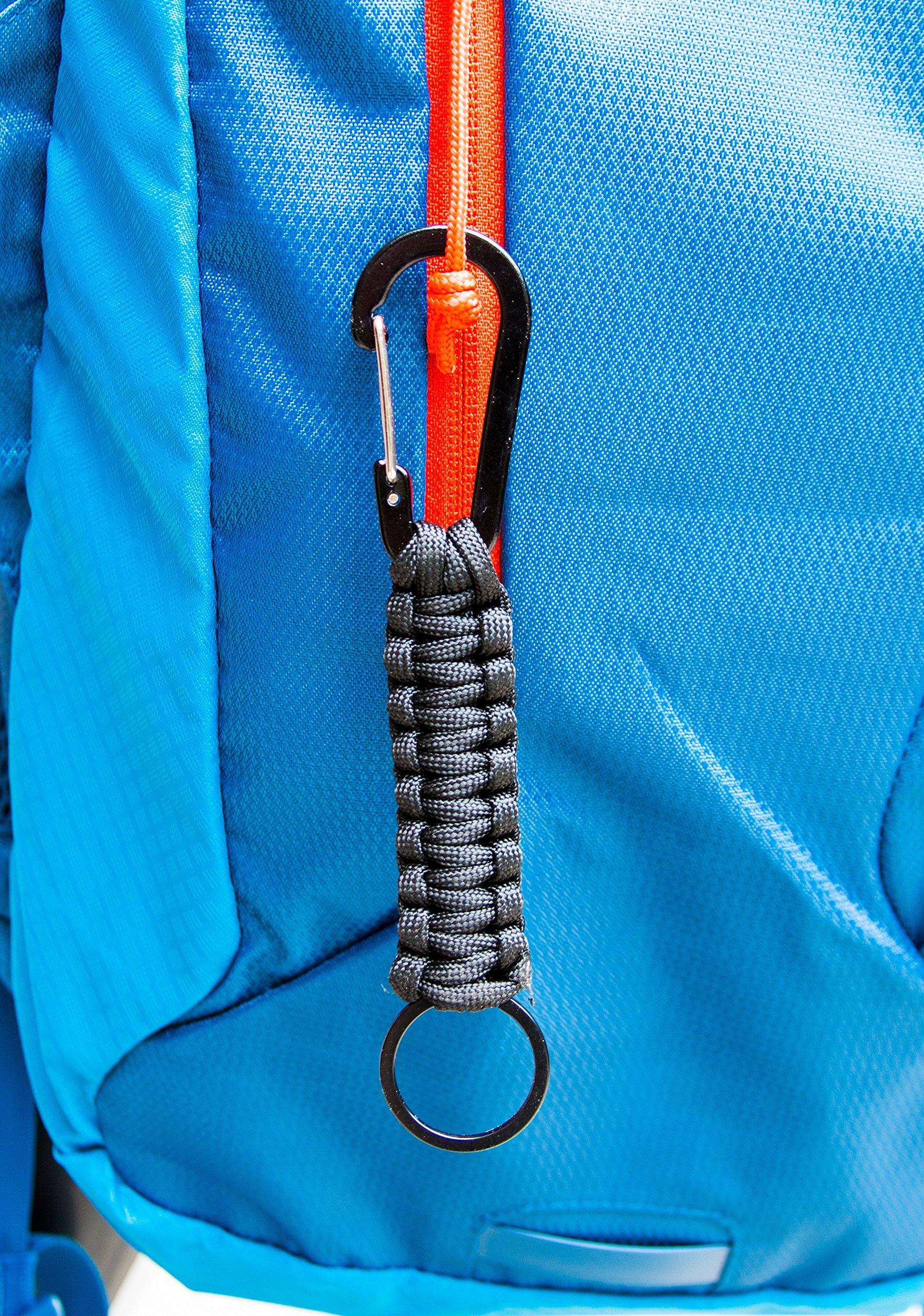 C and C Adventures C and C Adventures Carabiner Keychain Lanyard Hook with Paracord Strap Key Ring Para Cord D Locking Hanger Keyring Clip for Keys, Backpacks, Camping, Hiking, Traveling