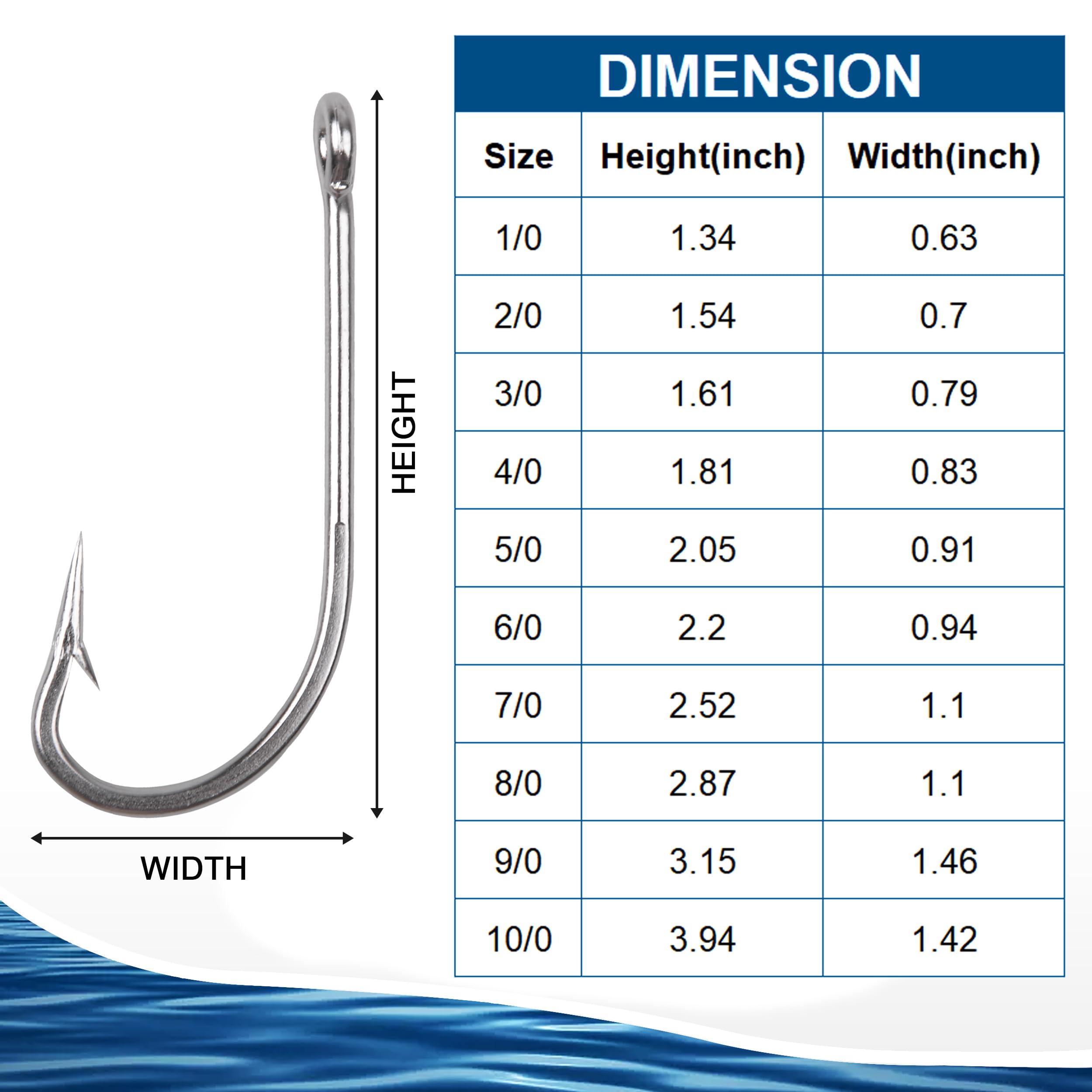 OROOTL Stainless Steel Saltwater Fishing Hooks - 50pcs 34007 O\'shaughnessy Hooks Forged Long Shank J Fishing Hooks Extra Strong Metal Fish Hooks Size 1/0-10/0