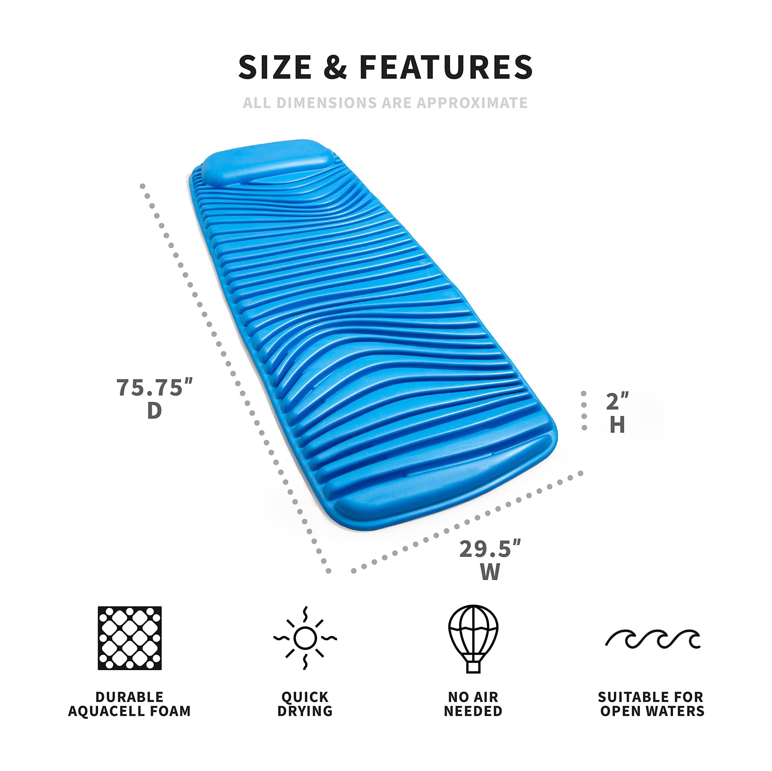 Big Joe Big Joe Barrel Wave Lounge Packable Foam Pool Lounger with Headrest, Blue Peel-Resistant Molded Foam Technology, 6 feet