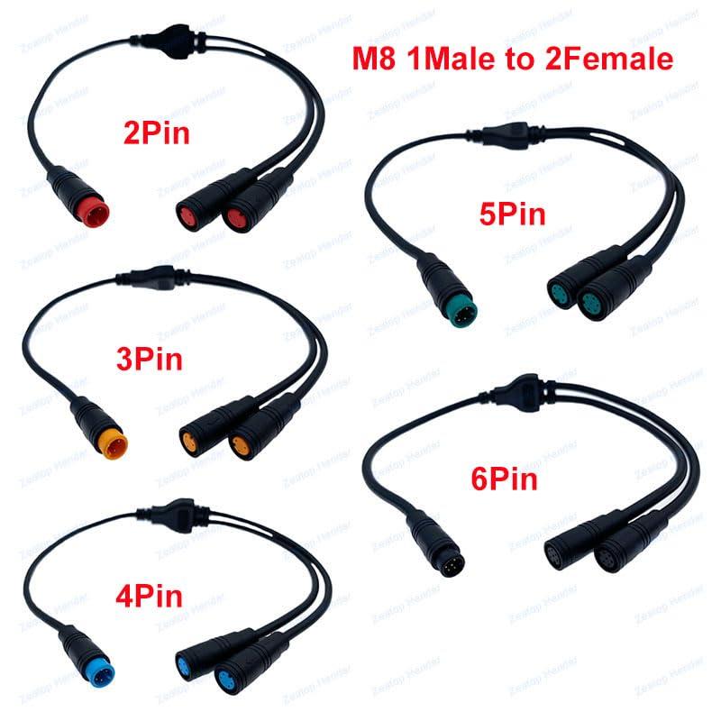 Zeatop Hendar Zeatop Hendar M8 Y Splitter E-Bike Cable 1Male to 2 Female 2 3 4 5 6 Pin Electric Bicycle Plug for Scooter Brake Signal Sensor Wire (3PIN), Black