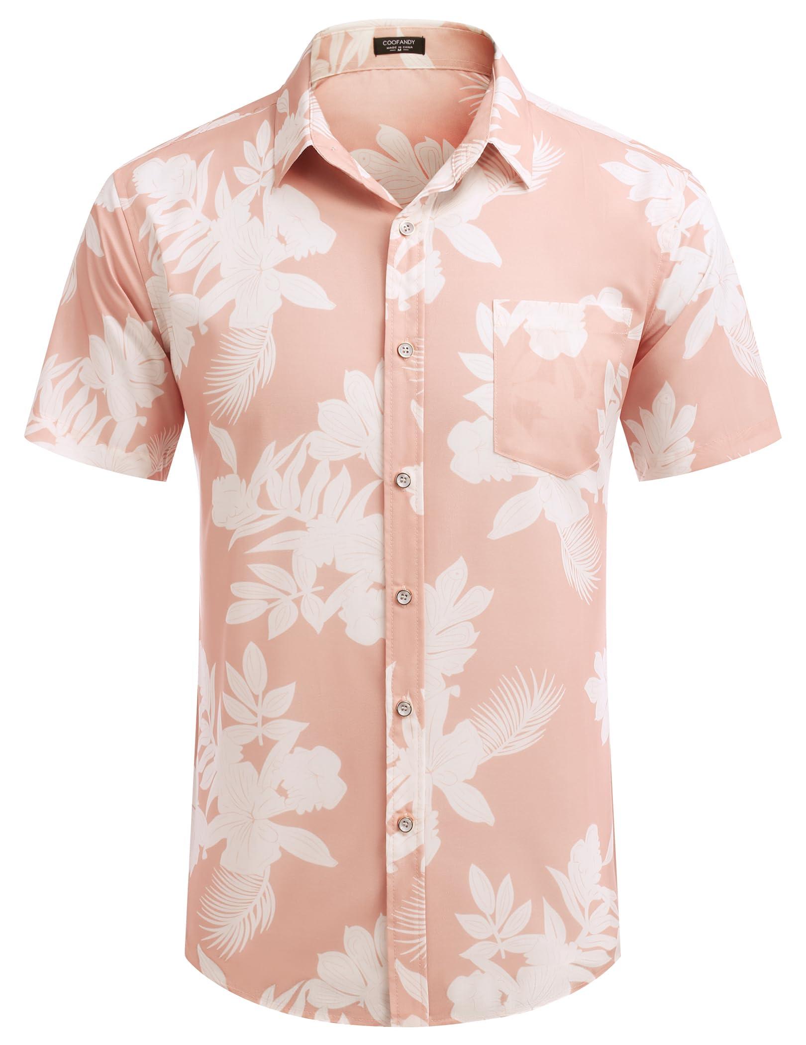 COOFANDY COOFANDY Mens Casual Button Down Shirt Short Sleeve Hawaiian Tropical Floral Shirt