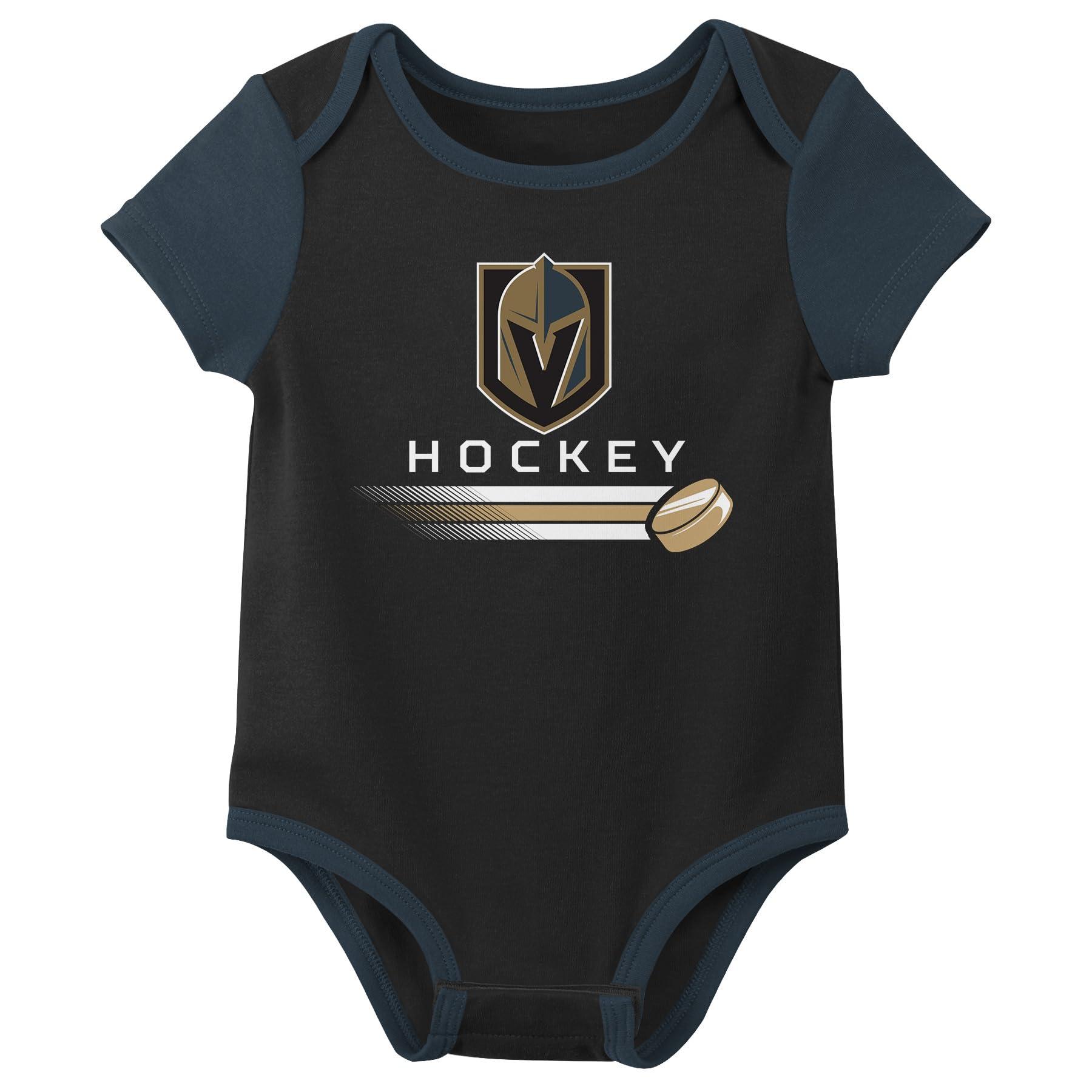 Outerstuff Outerstuff NHL Newborn Baby and Infant Short Sleeve Bodysuit Variety 3-Pack - Vegas Golden Knights, 6-9M