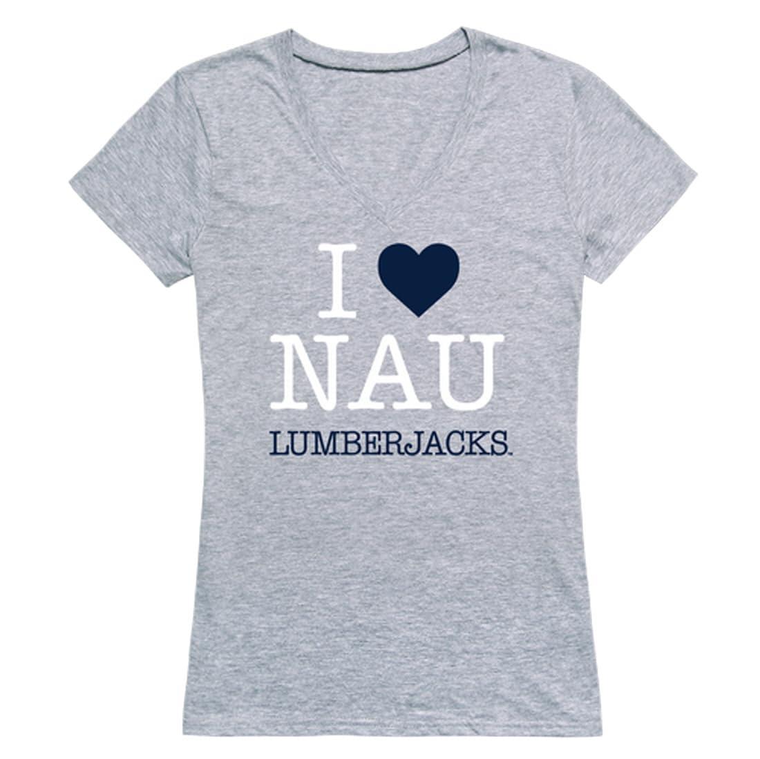 W Republic I Love NAU Northern Arizona University Lumberjacks Womens Tee T-Shirt - Heather Grey, X-Large