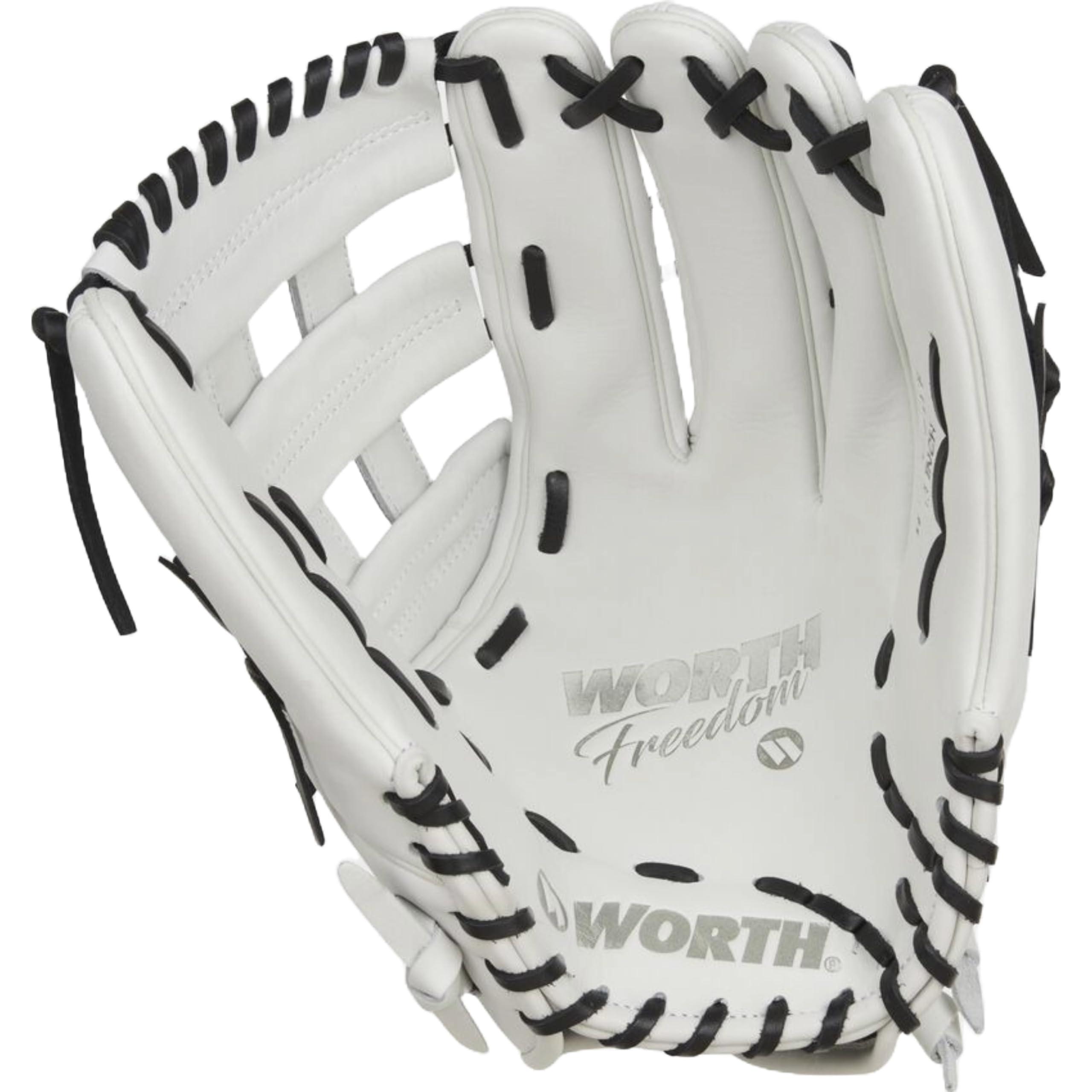 Worth Worth | FREEDOM SERIES Slowpitch Softball Glove | 13 Inch | White/Black | Left Hand Throw