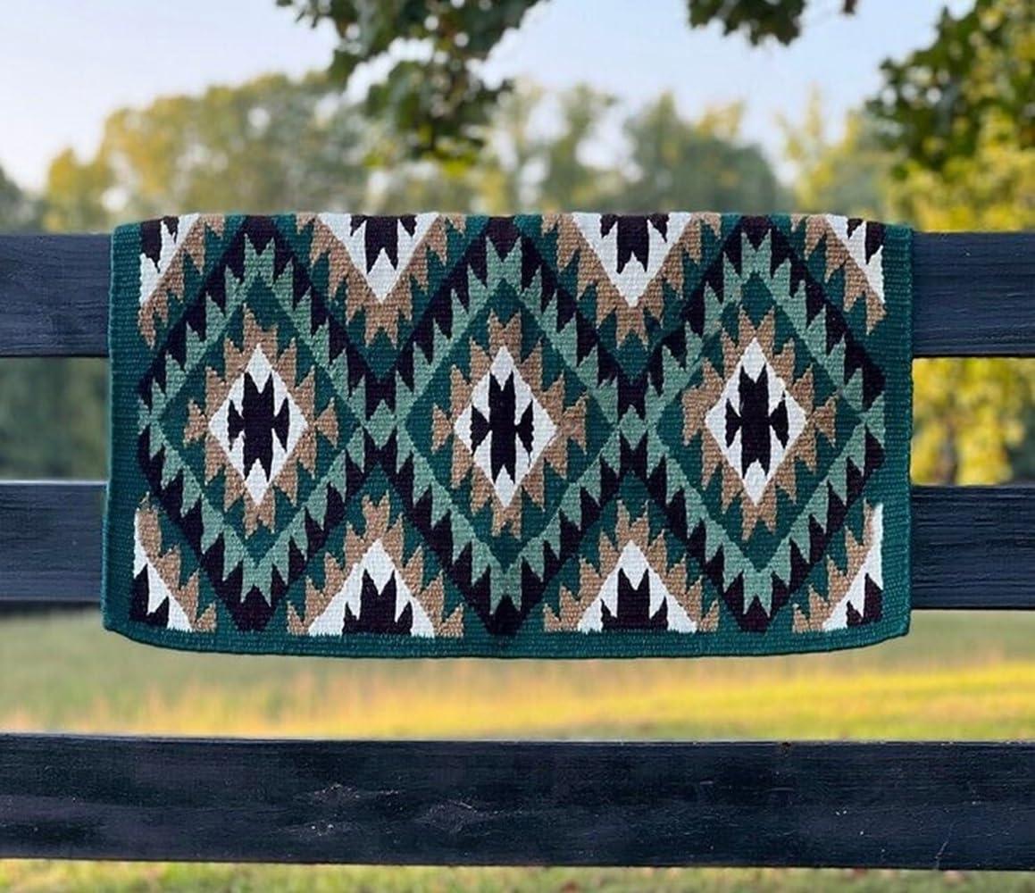 EQUIEMPRESS EQUIEMPRESS Horse Western Ranch Saddle pad/New Zealand Wool Western Saddle Blanket Top Wool Pad Sensor Flex (Customization Available) A210 (34" x 40")