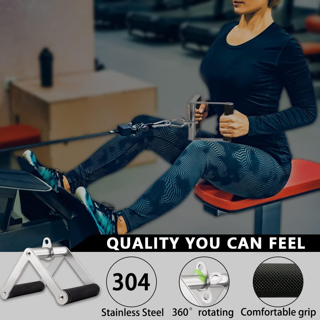 QPARVERS QPARVERS Cable Attachments for Gym lat pulldown attachments cable machine accessories, Straight Pull Down Bar, V-Shaped Press Down Bar, Tricep Rope, Row Handle