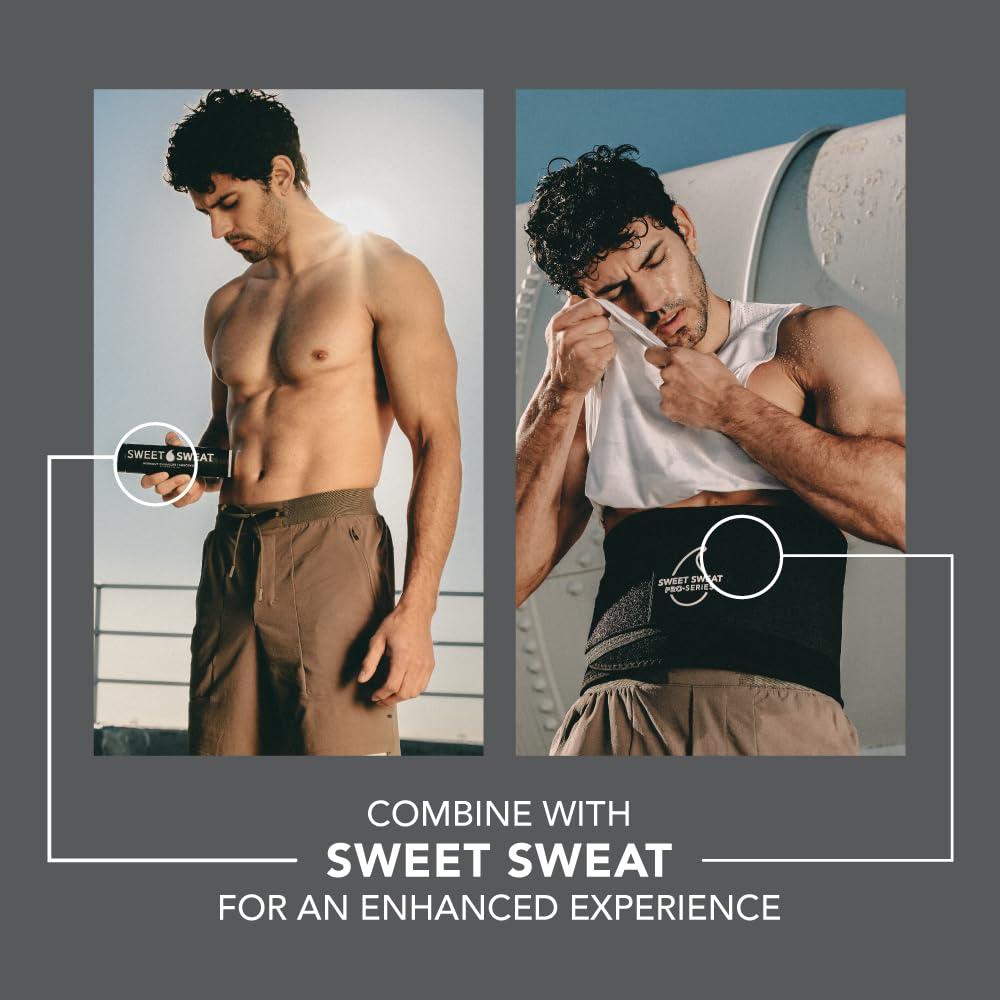 Sports Research Sweet Sweat \'Pro-Series\' Waist Trimmer (Black) with Adjustable Velcro Straps (Medium/Large)