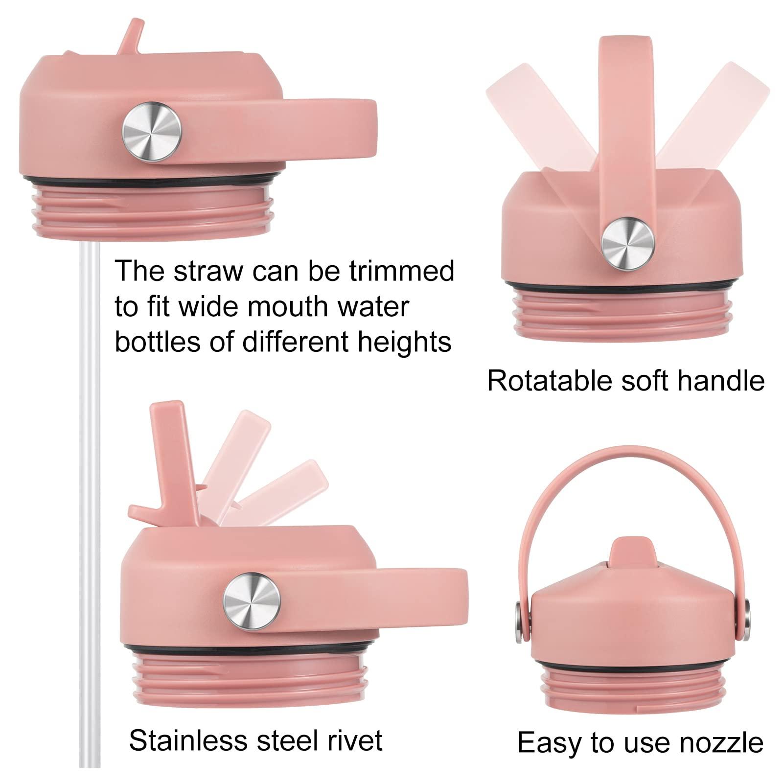 FLORAPELL Straw lid for Yeti Rambler 18 26 36 64 oz, Lid with Straws and Flexible Handle, Replacement Cap for Yeti 18oz 26oz 36oz 64oz Rambler Water Bottle Straw Cap, Sandstone Pink
