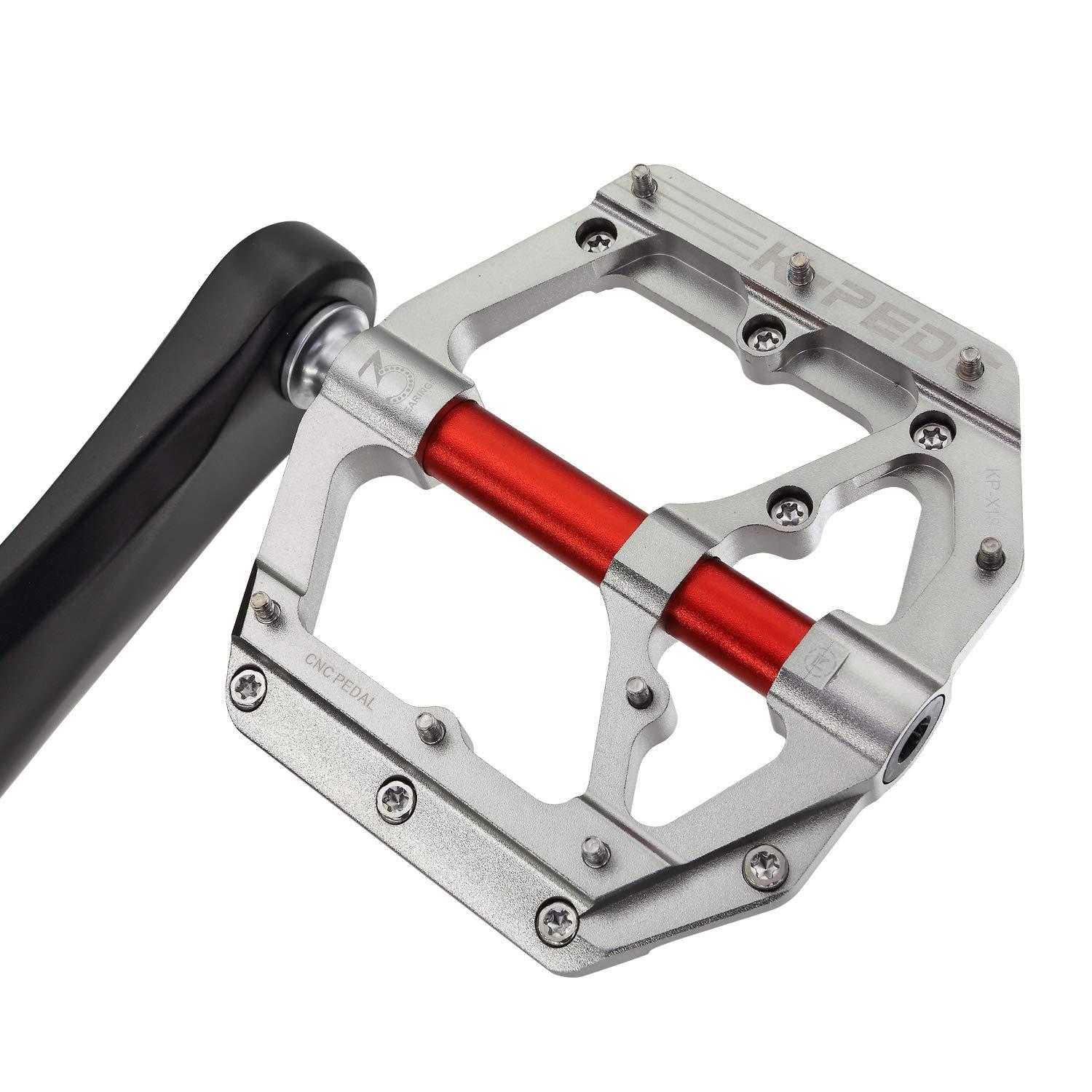 K PEDC K PEDC Aluminum Alloy 9/16" Bike Pedal MTB Wide Platform Flat Non-Slip Bicycle Pedals with 3 Bearings for Mountain Bikes, Road, BMX