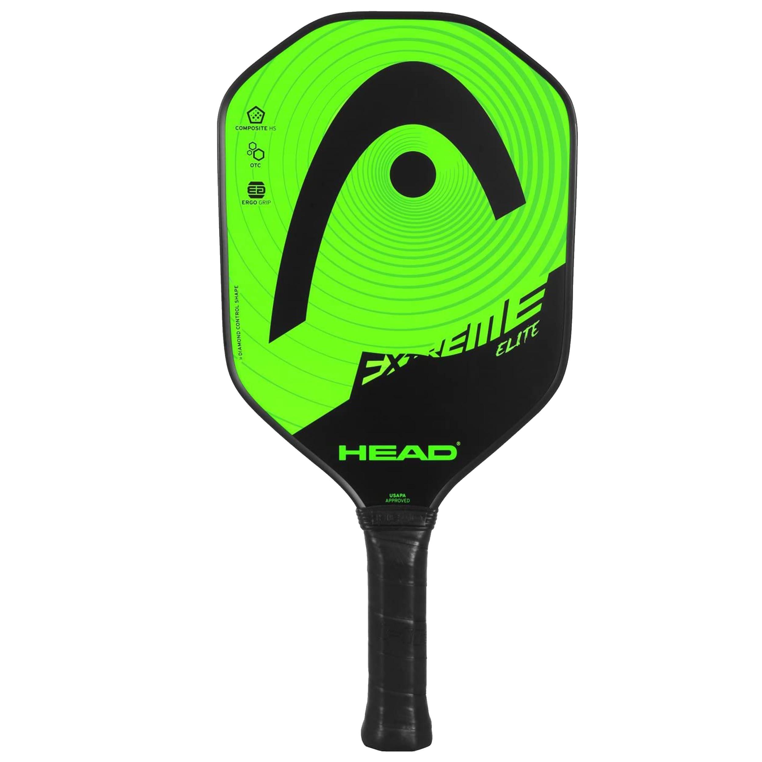 HEAD HEAD Extreme Elite Fiberglass Paddle with Honeycomb Polymer Core & Comfort Grip, Green/Black, One Size