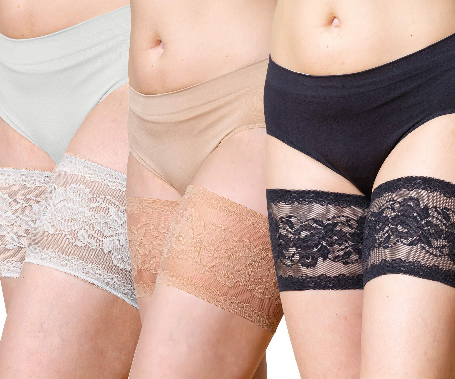 Bandelettes Bandelettes Original Patented Elastic Anti-Chafing Thigh Bands *Prevent Thigh Chafing* - White Peony Size D