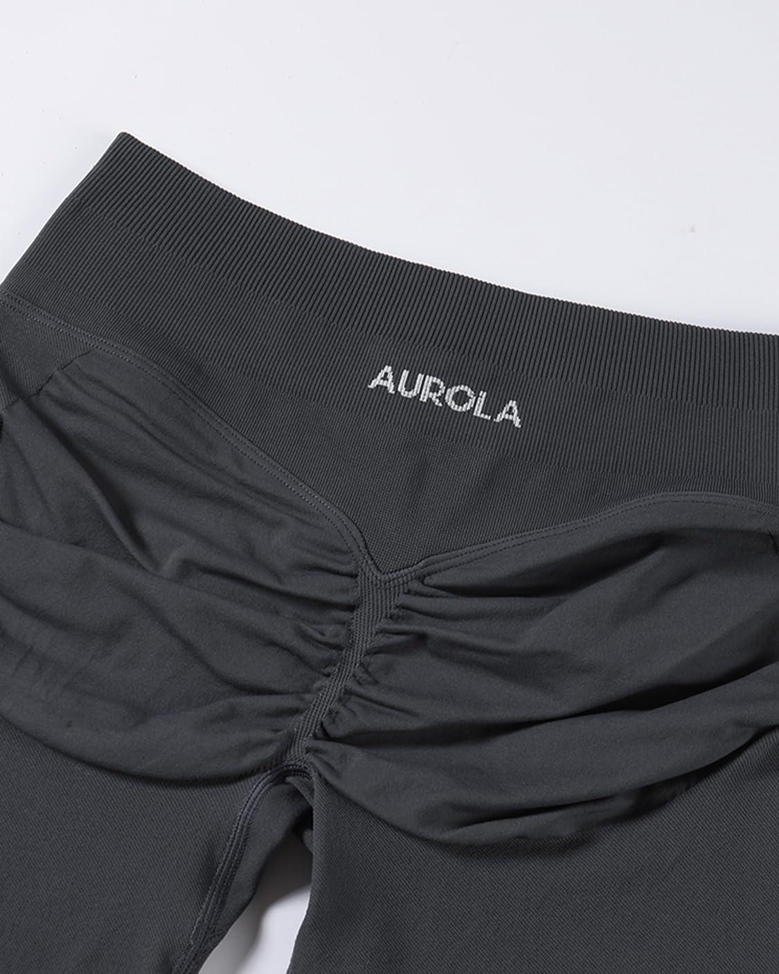 AUROLA AUROLA Influence Collection Workout Shorts for Women,No Roll Up New Scrunch SeamlessGym Short-3.5" Inseam, Dark Grey, L