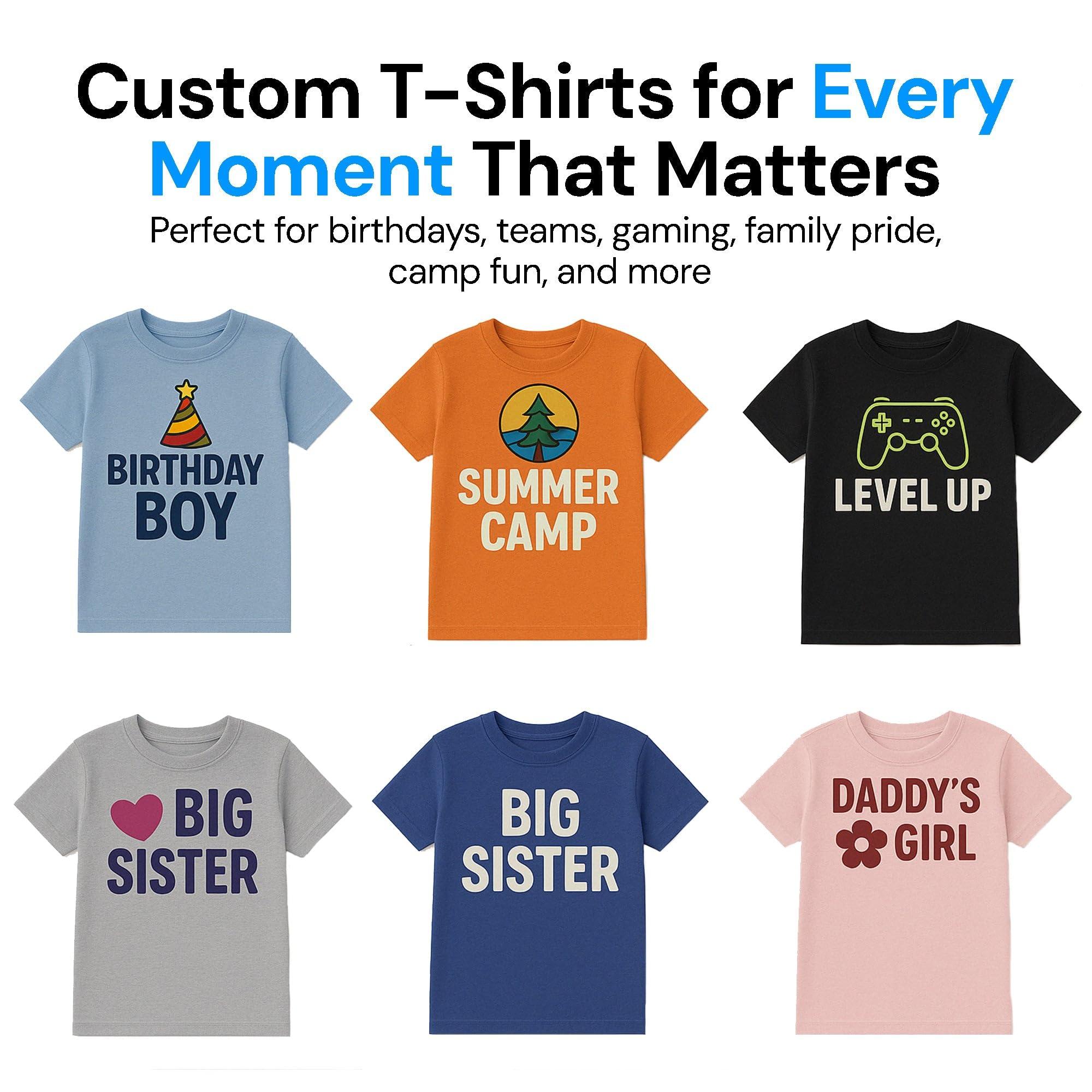 PIVOI Custom Shirts for Kids Personalized Cotton T Shirts for Boys Girls Children Customized DTF Print Custom Kids Shirt Tshirt Upload Your Design Medium White Tshirt