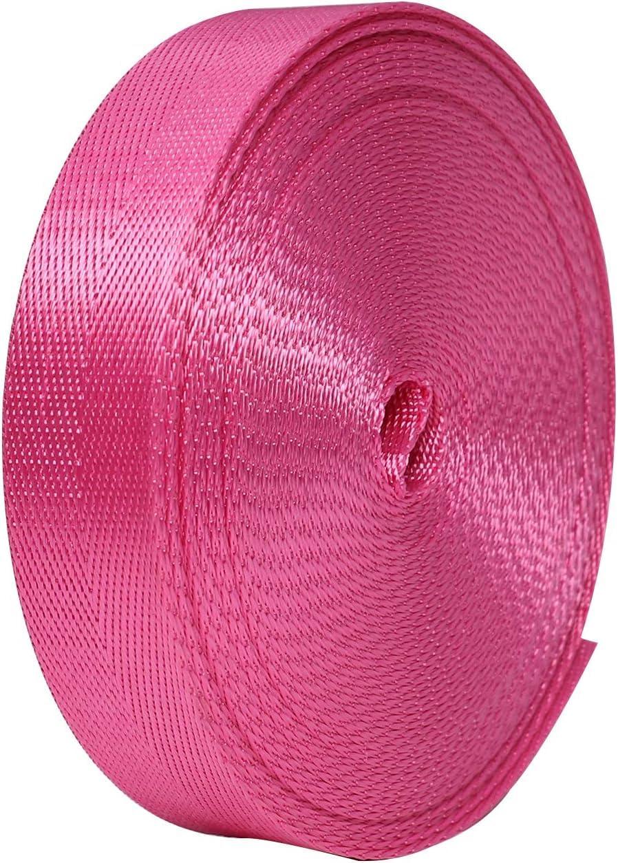Devobunch Devobunch Nylon Webbing Straps, 1 Inch Wide Heavy Duty Nylon Strap, Durable Flat Rope Webbing, 10 and 25 Yard Roll for Backpack Strapping, Tie-Down, Dog Leash, 18 Vibrant Colors (Rose Red, 25 Yard)