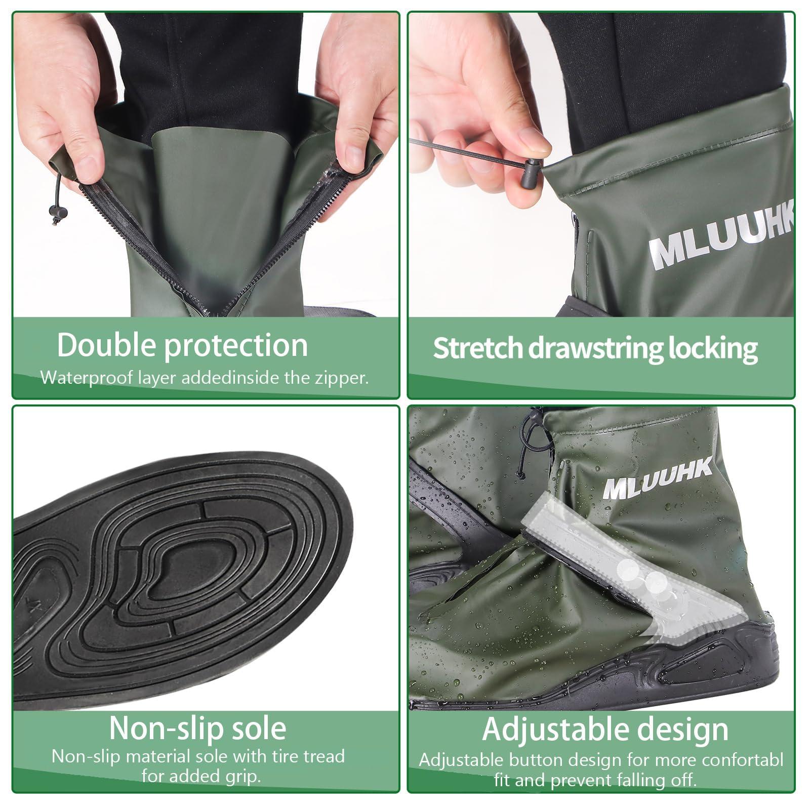 MLUUHK MLUUHK Waterproof Boot Covers, Reusable Rain Shoe Covers Non-Slip Waterproof Shoes Boots for Outdoor Cycling Camping Fishing Travel (Green, M)