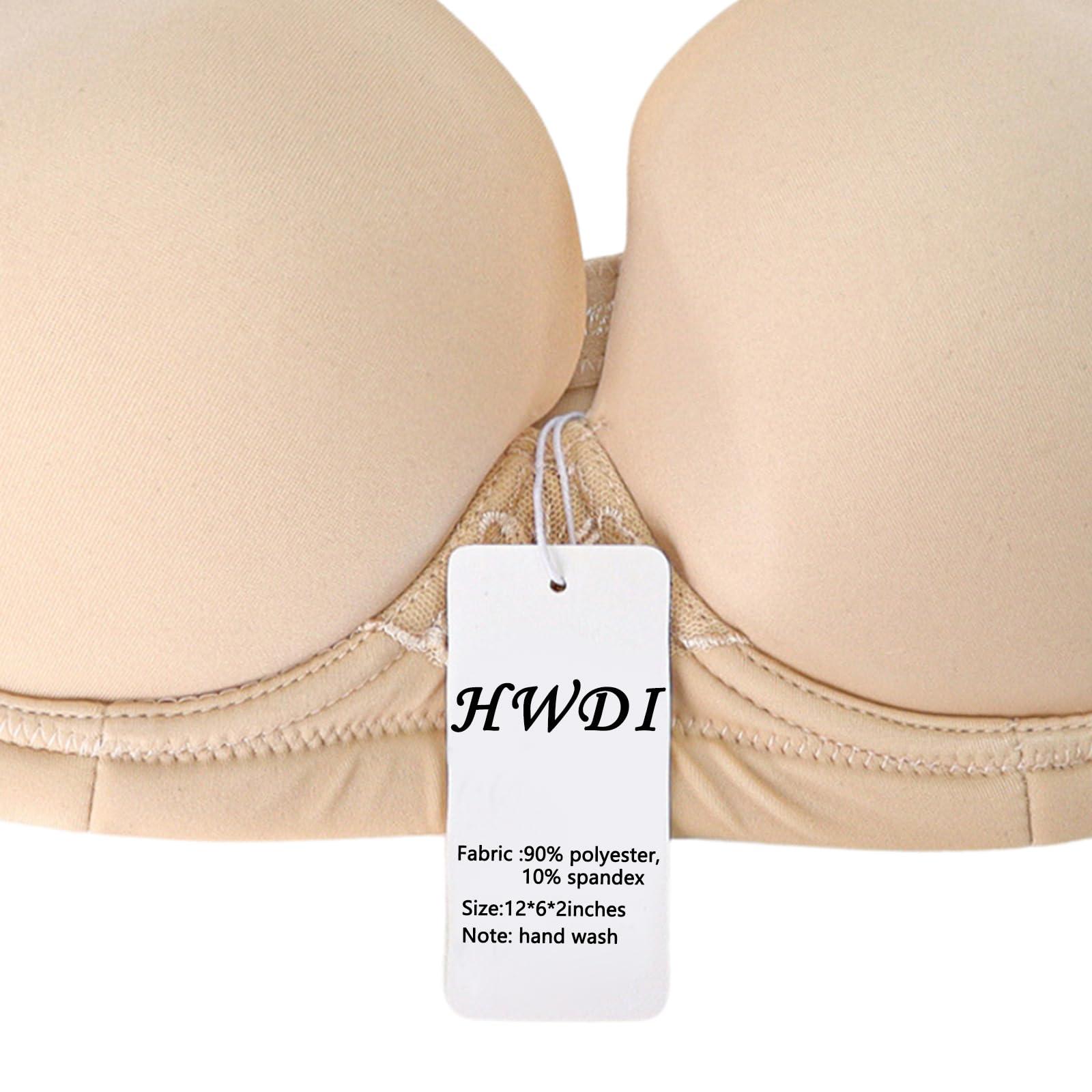 HWDI HWDI 42DDD Strapless Multiway Convertible Bras Underwired Clear Straps Bra for Women Plus Size Beige