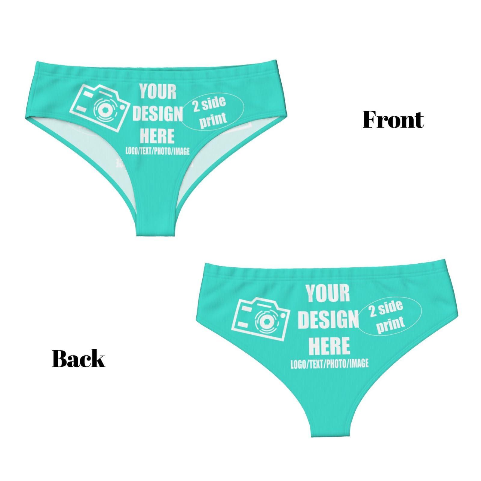 NineFit Basics Custom Panties Add Your Text/Photo Customized Panties Underwear with Photo Personalized Sexy Funny Panties Underwear for women Design Gift for Mom Wife Valentine Day Large Cyan