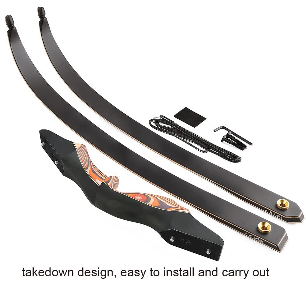 AMEYXGS 60 Inch Takedown Recurve Bow 25-60 Lbs American Hunting Bow Wood Riser Right Hand Longbow for Adult Beginner Hunting Target Practice (60 Lbs, Wine red Set)