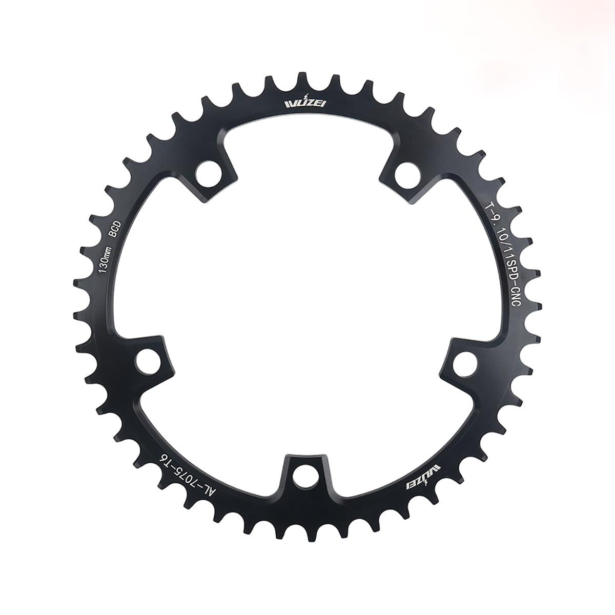 KTKEET KTKEET 110/130 BCD Chainring 36/38/40/42/44/46/48/50/52/54/56/58/60T 5 Screws Round Narrow Wide Bicycle Chainring for 9/10/11 Speed Road Bike Folding Bicycle (130BCD 38T)