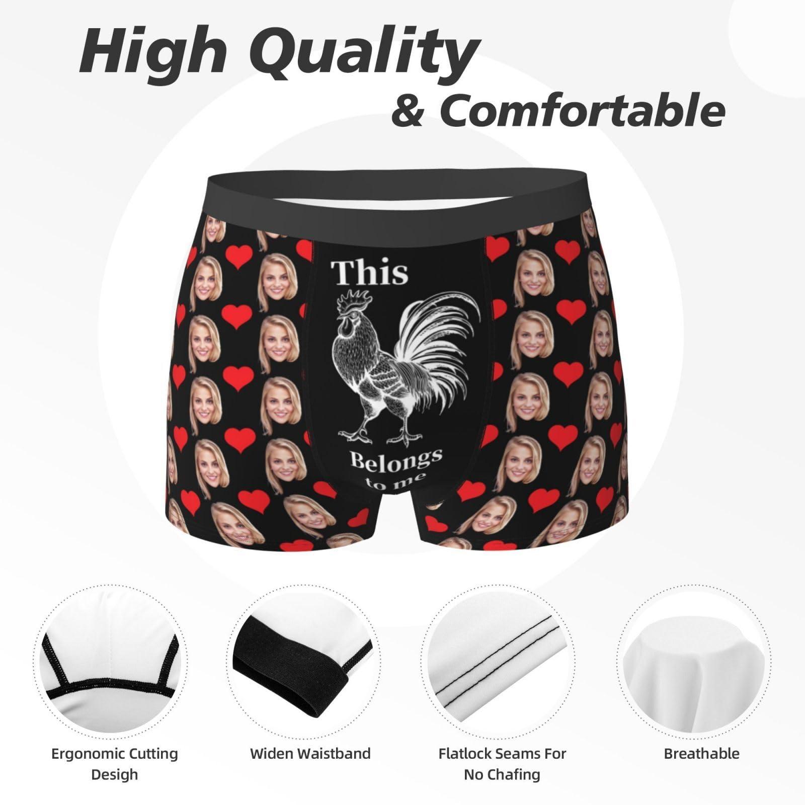 NineFit Basics Custom Boxers for Men, Custom Men's Underwear Boxer Shorts with Face, Personalized Gifts For Him X-Large