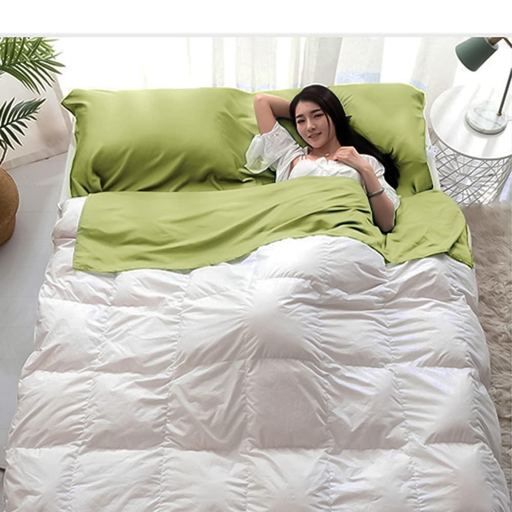 MongByYa MongByYa Sleeping Bag Liner Lightweight Compact Sleeping Bag Sack Portable Clean Travel Sheet Camping Sleep Sheet for Backpacking Hotel Hiking (Field Green, 82.7\" X 63)