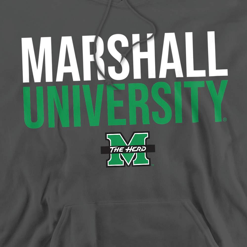 LOGOVISION Marshall University Official Stacked Unisex Adult Pull-Over Hoodie, Marshall University, Charcoal, 3X-Large