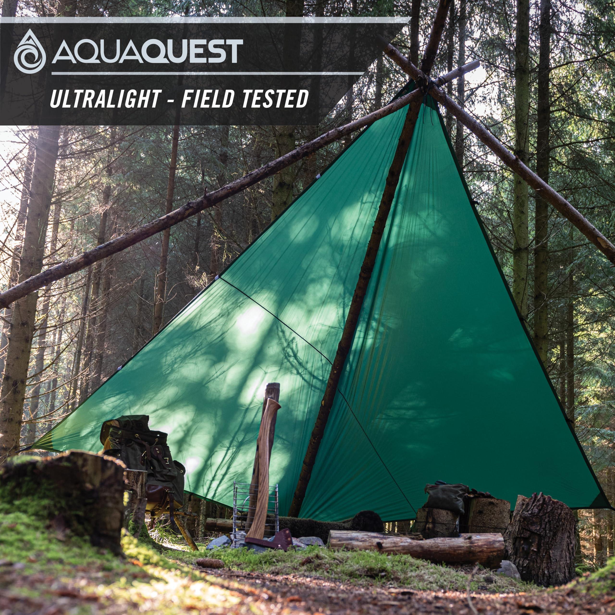 Aqua Quest AquaQuest Guide Camping Tarp - Ultralight Tent Cover or Rain Fly - Waterproof Camping Gear Must Haves for Hiking, Hammock, Bivy & Survival, 20 x 13 ft, Forester Green